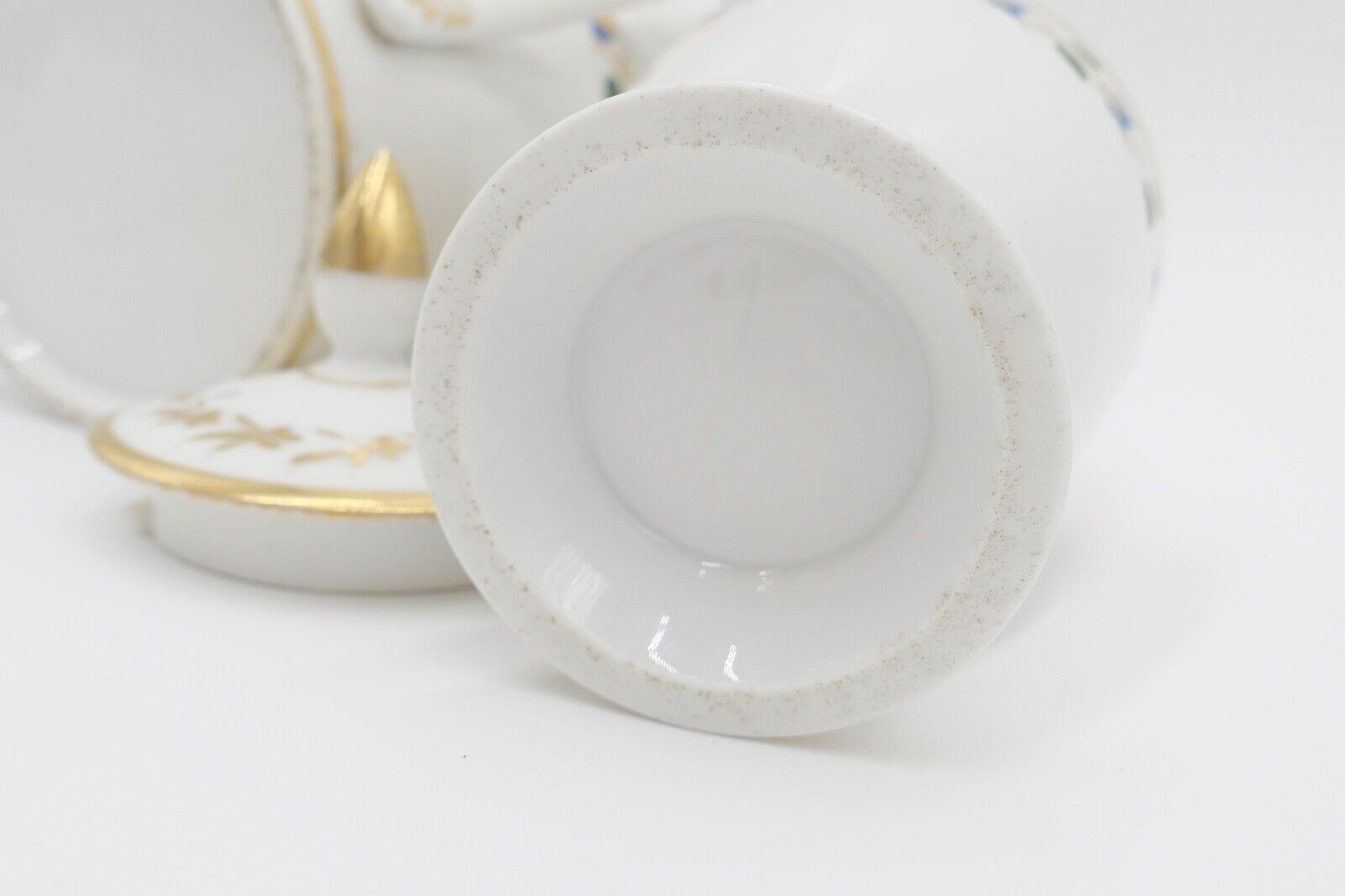 um 1830 antik Biedermeier Porzellan Kaffee & Milchkanne Schwanenhals Goldrand - Antikhandel-Stuttgart