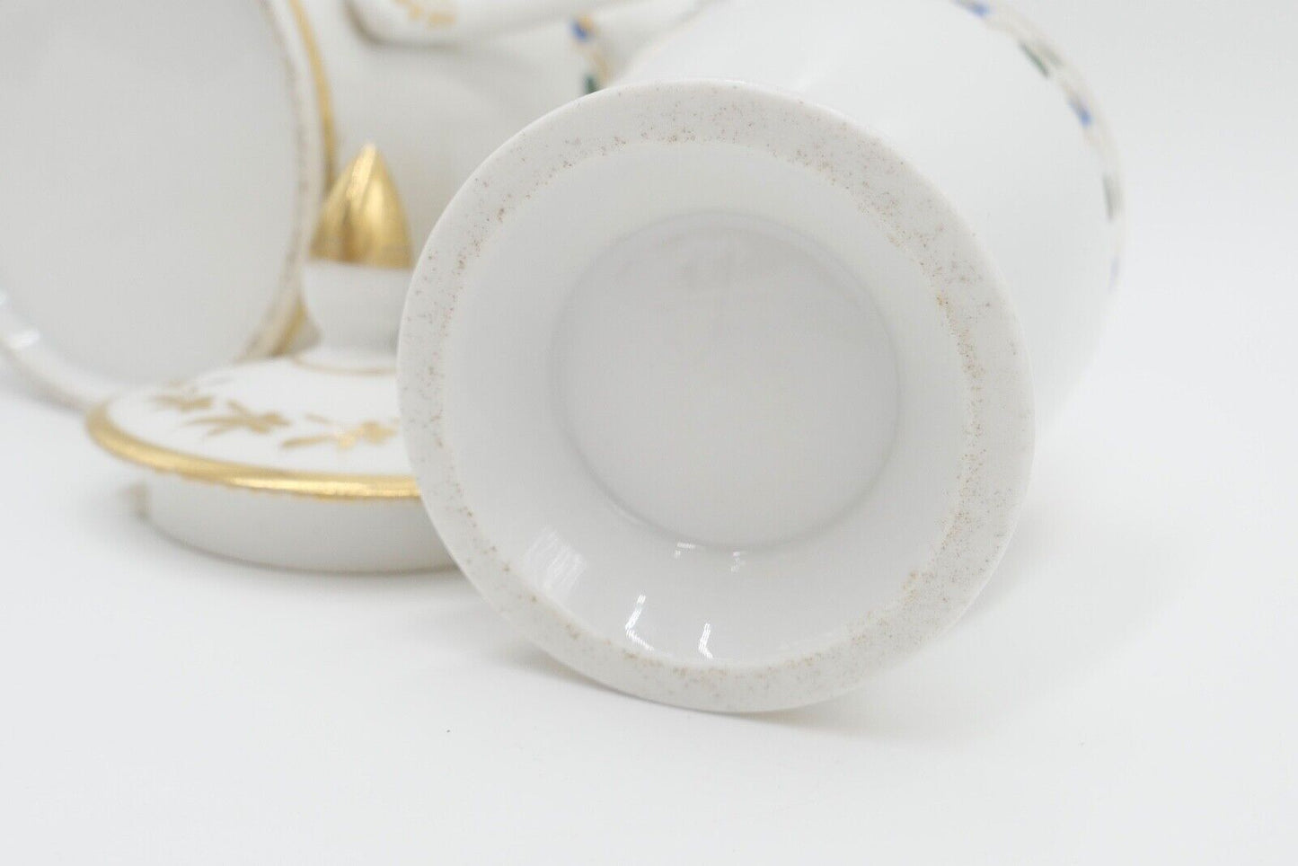 um 1830 antik Biedermeier Porzellan Kaffee & Milchkanne Schwanenhals Goldrand - Antikhandel-Stuttgart