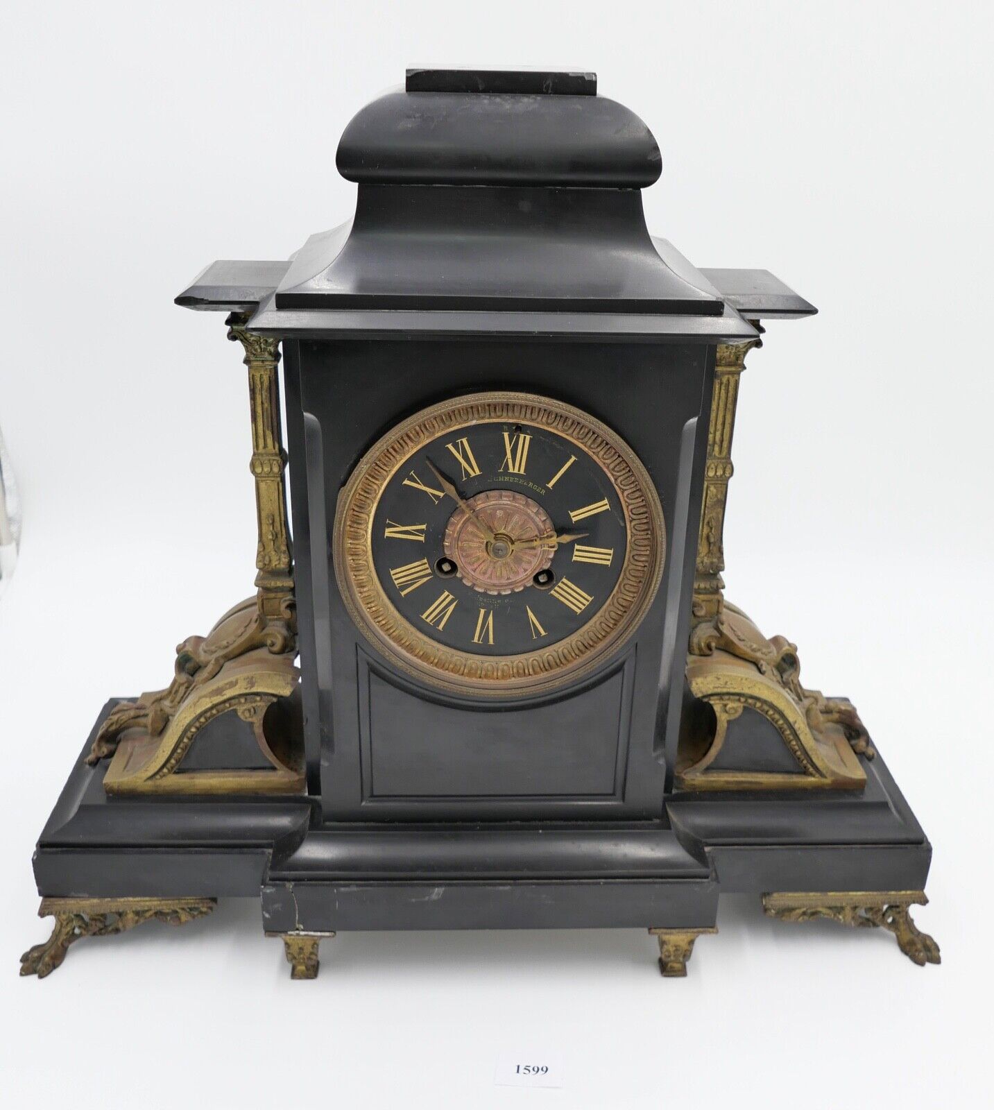 Antike XXL Schneeberger Pendule Kaminuhr um 1870 Historismus sehr schwer - Antikhandel-Stuttgart