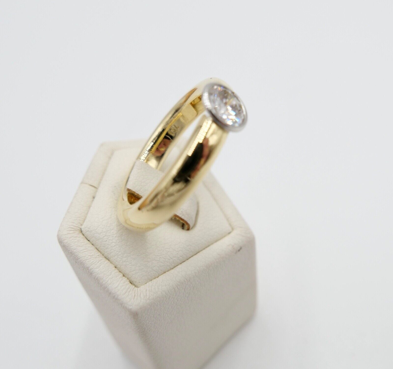 Massiver 750 18K LUXUS Gelbgold Damen Brillant Spannring 0,90 Ct tGr.56 - Antikhandel-Stuttgart