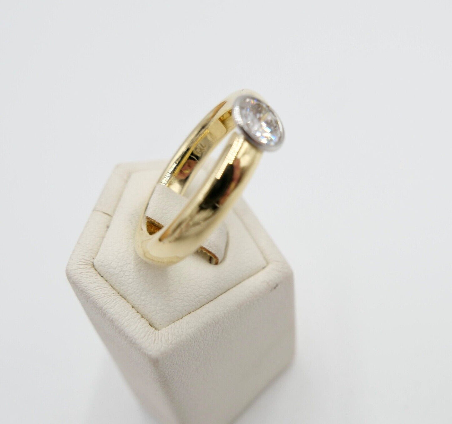 Massiver 750 18K LUXUS Gelbgold Damen Brillant Spannring 0,90 Ct tGr.56 - Antikhandel-Stuttgart