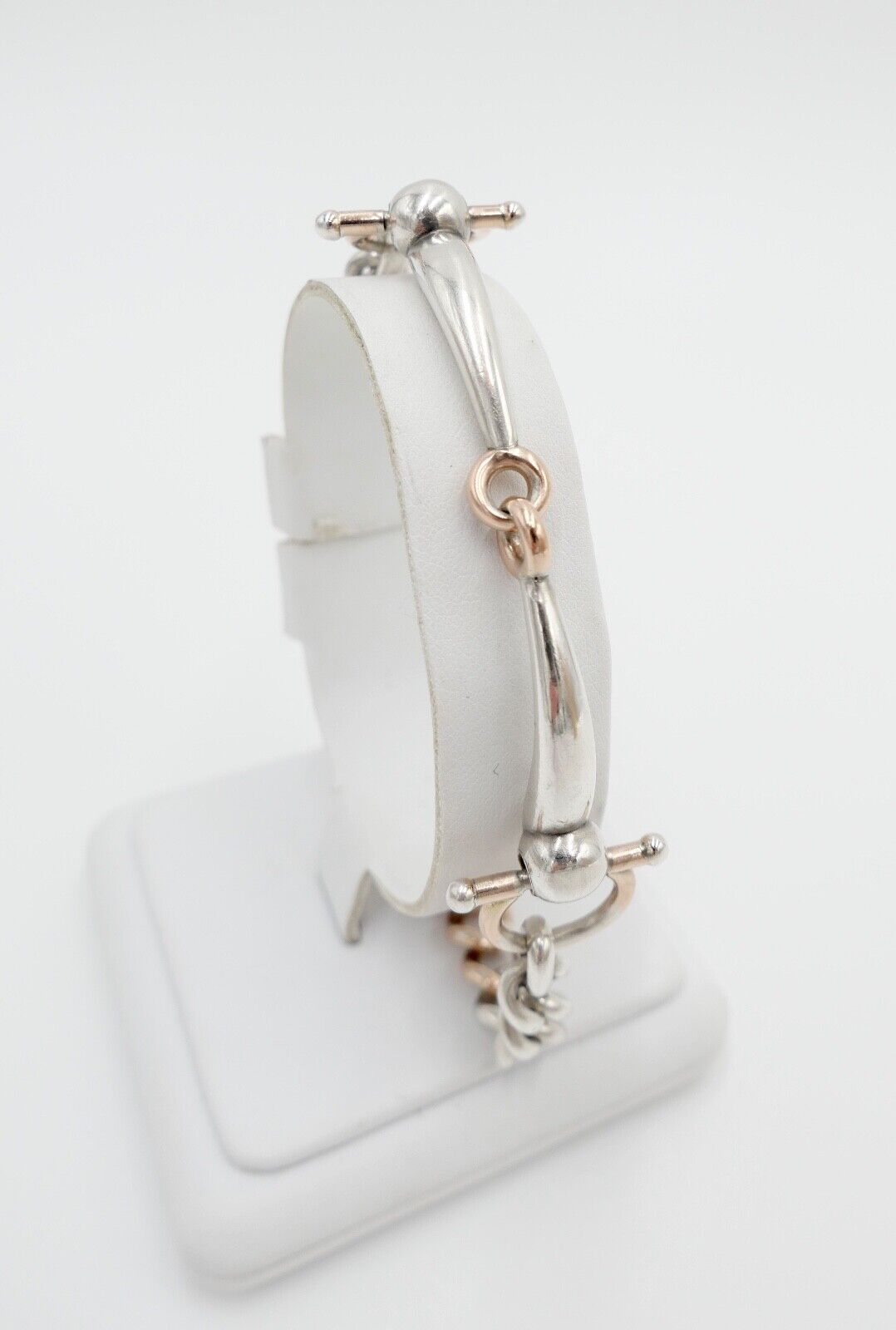 60er Jahre Pferdegebiss Armband 800 Silber vergoldet - Antikhandel-Stuttgart