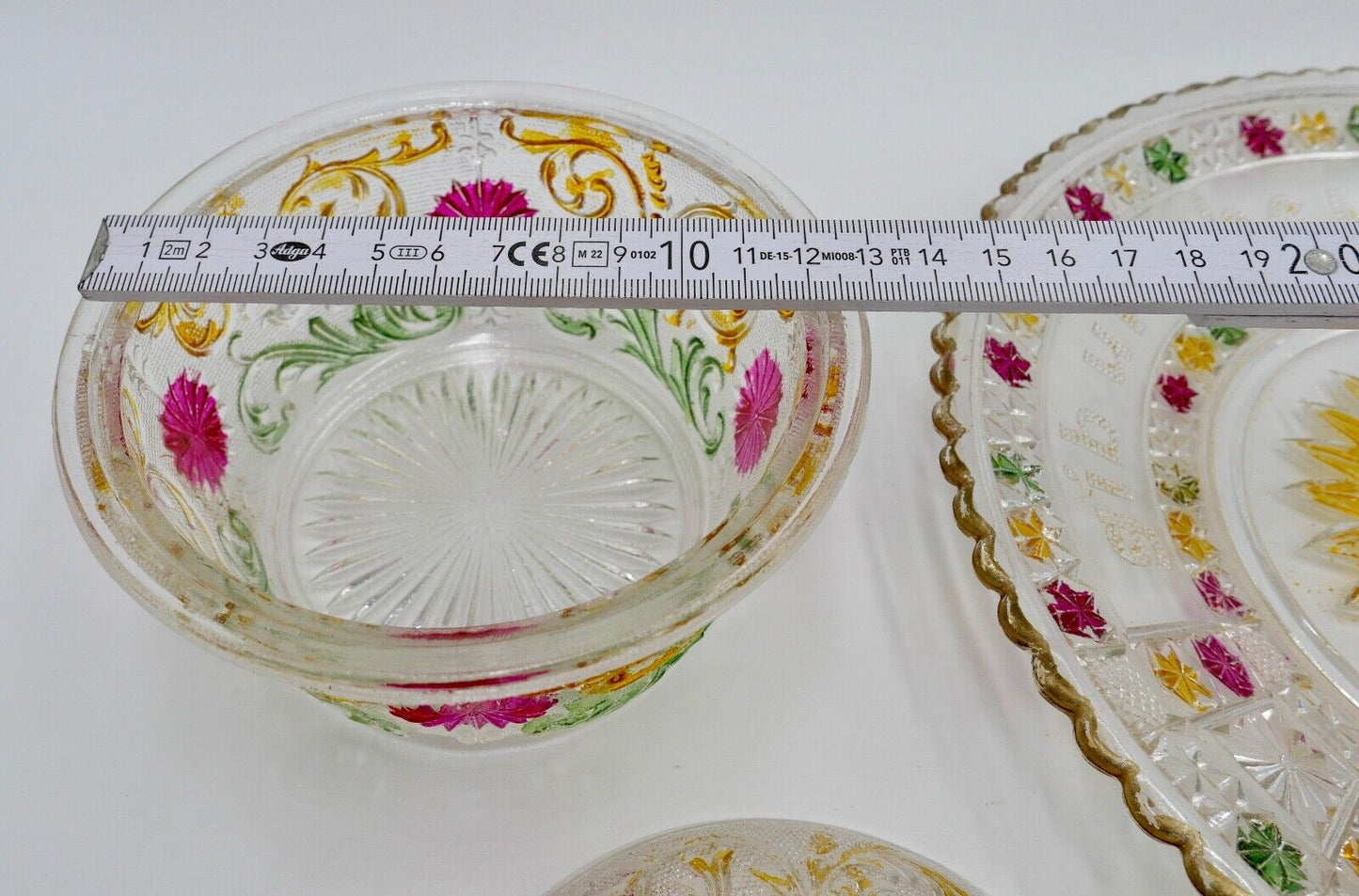 Zur Hochzeit um 1900 Glas Schale Bonbonniere "Unser täglich Brot gib uns heute" - Antikhandel-Stuttgart