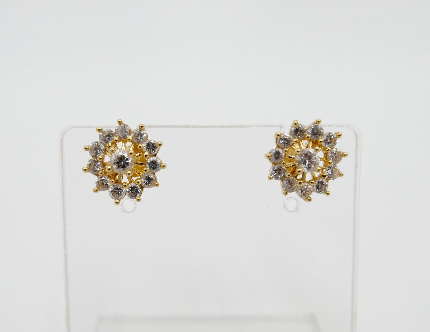 90er Jahre Gelbgold Ohrringe Ohrstecker mit Zirkonia 750 / 18K Italien 0,86 Ct - Antikhandel-Stuttgart