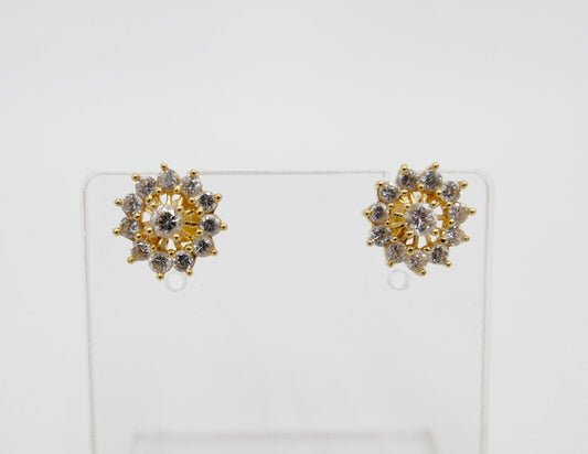 90er Jahre Gelbgold Ohrringe Ohrstecker mit Zirkonia 750 / 18K Italien 0,86 Ct - Antikhandel-Stuttgart