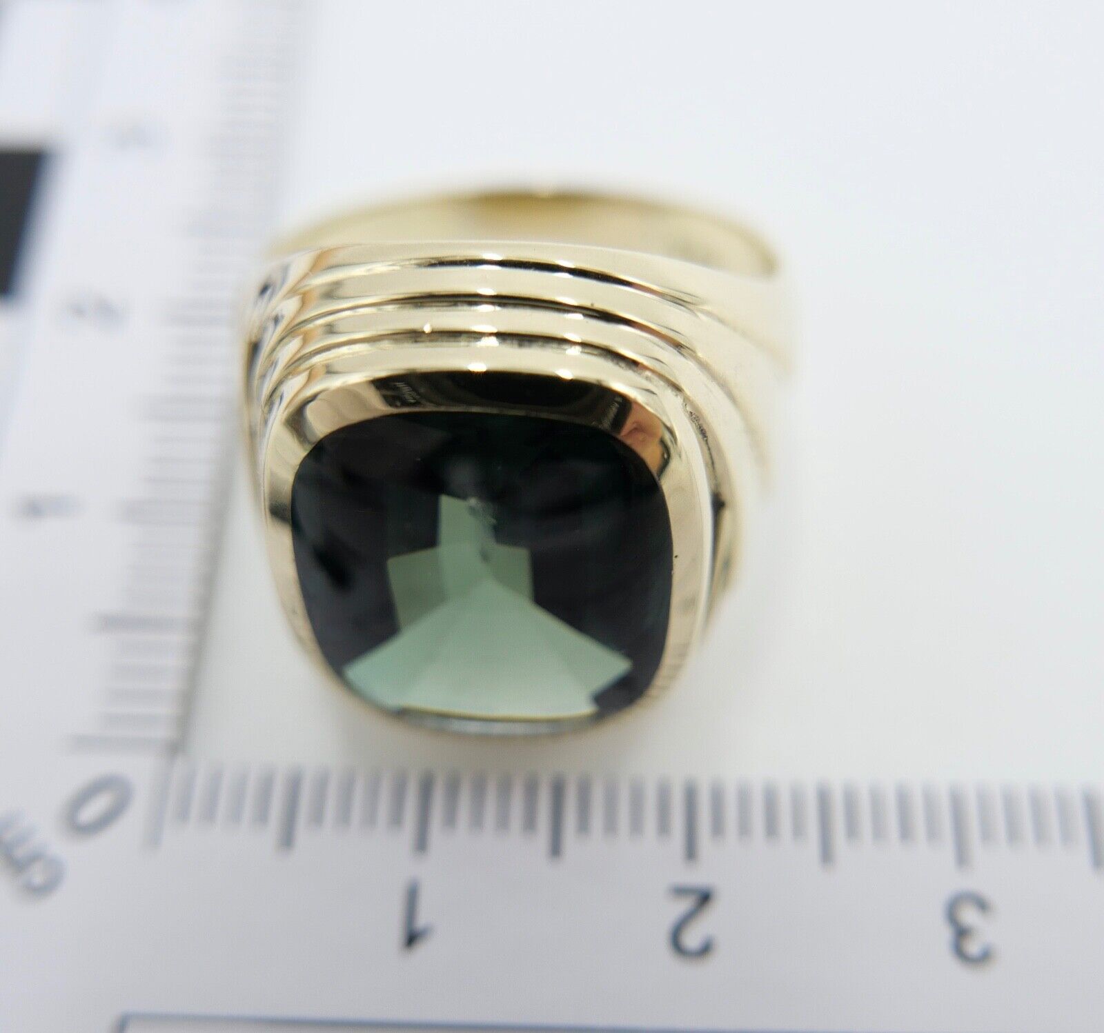 Alter Herren Gold Ring 585 14K Göße 62 mit grünem Turmalin CB - Antikhandel-Stuttgart