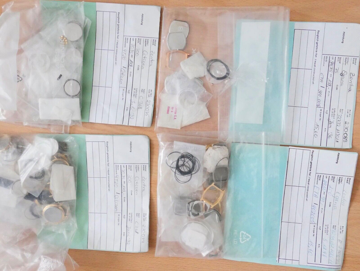 Uhrenzubehör Posten ZENTRA Gold NEU Uhren Gläser Gehäuse Lünetten Zeiger Kronen - Antikhandel-Stuttgart