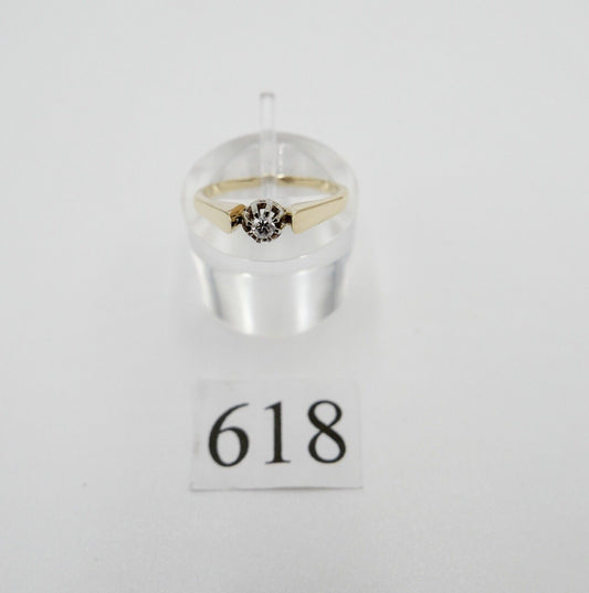 Klassischer Solitär Brillant Gelbgold Damen Ring 0,06Ct 585 14K Gr. 53 VVS TW - Antikhandel-Stuttgart