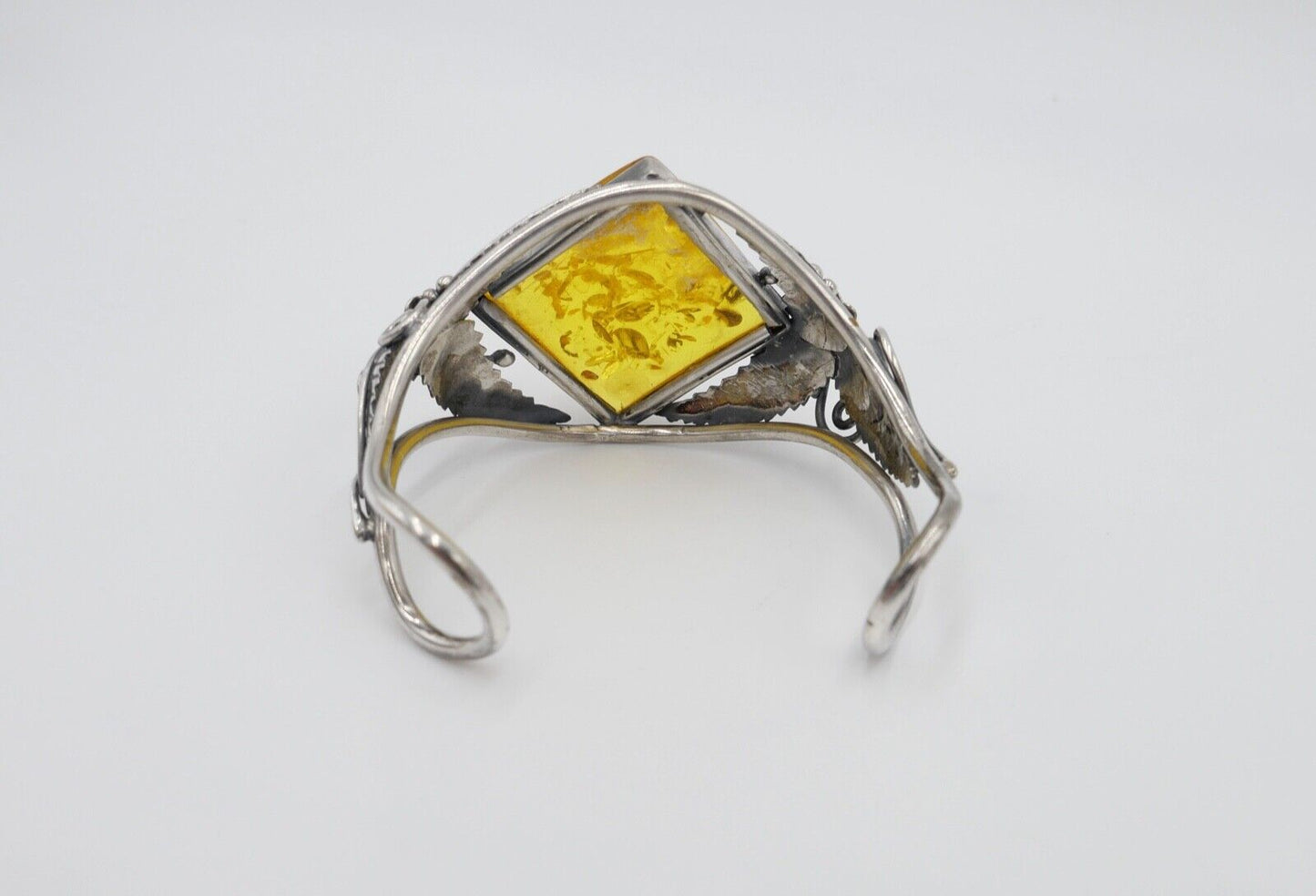 vintage Silber 925 Bernstein Armband floral Armreif Armspange Sterlingsilber - Antikhandel-Stuttgart