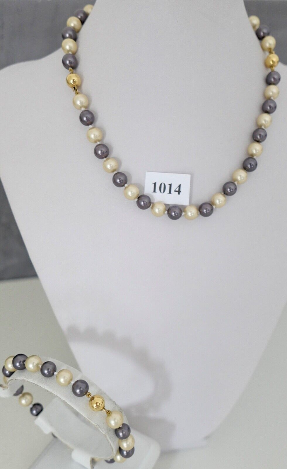 SET Perlenkette Armband individuell Perlen Gold JKa 375 /9K pearl Ø 7-9 mm 75 cm - Antikhandel-Stuttgart