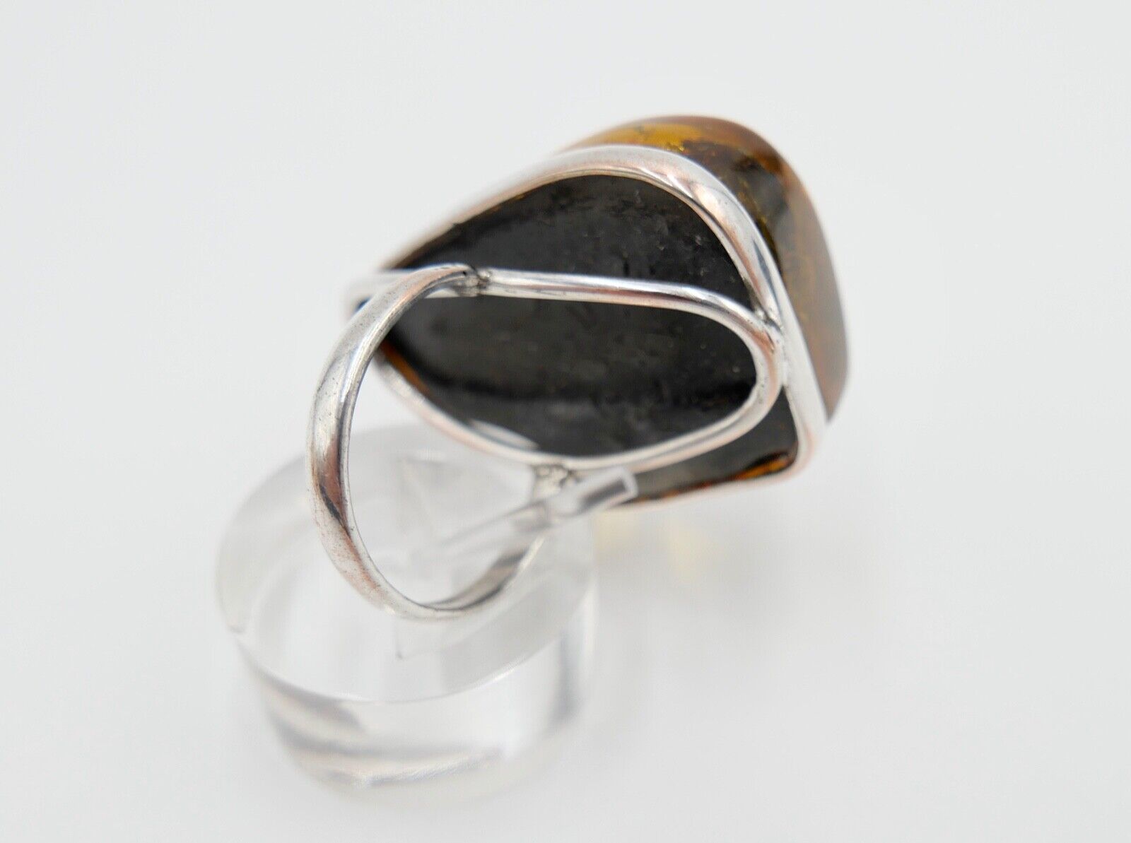 Bernstein Designer Ring Gr. 57 Silber - Antikhandel-Stuttgart