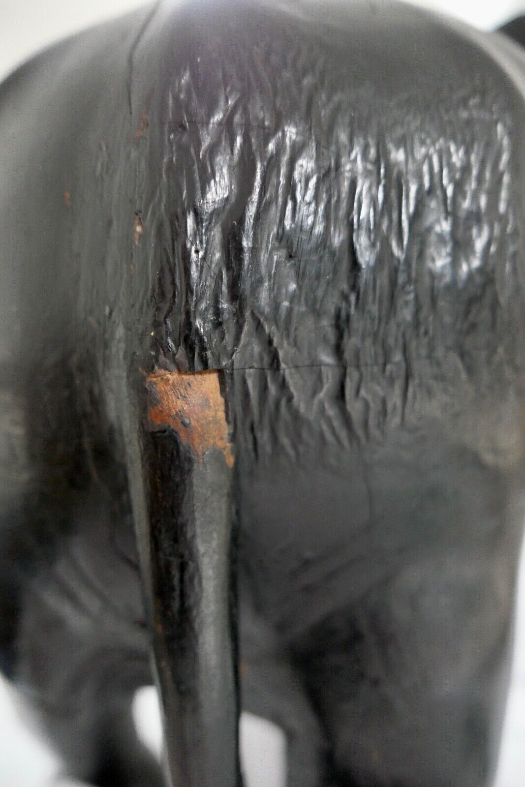 Großer massiver antiker Afrikanischer Holz Elefant 48x38 cm beschichtet 6,1 Kg - Antikhandel-Stuttgart