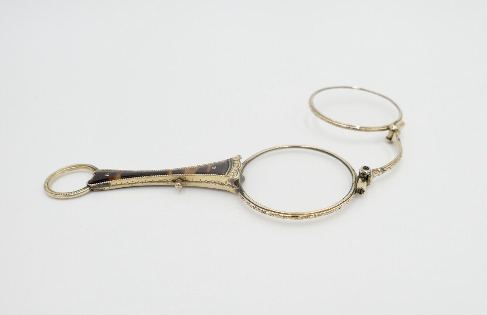 antike 1900 J.W. Lorgnette Lorgnon Stielbrille Lesehilfe Schaumgold vergoldet - Antikhandel-Stuttgart