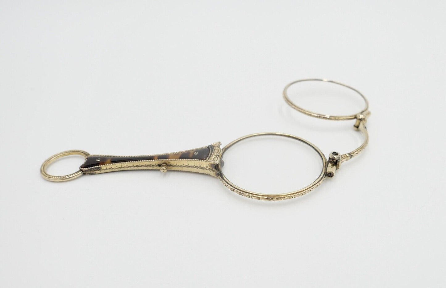 antike 1900 J.W. Lorgnette Lorgnon Stielbrille Lesehilfe Schaumgold vergoldet - Antikhandel-Stuttgart