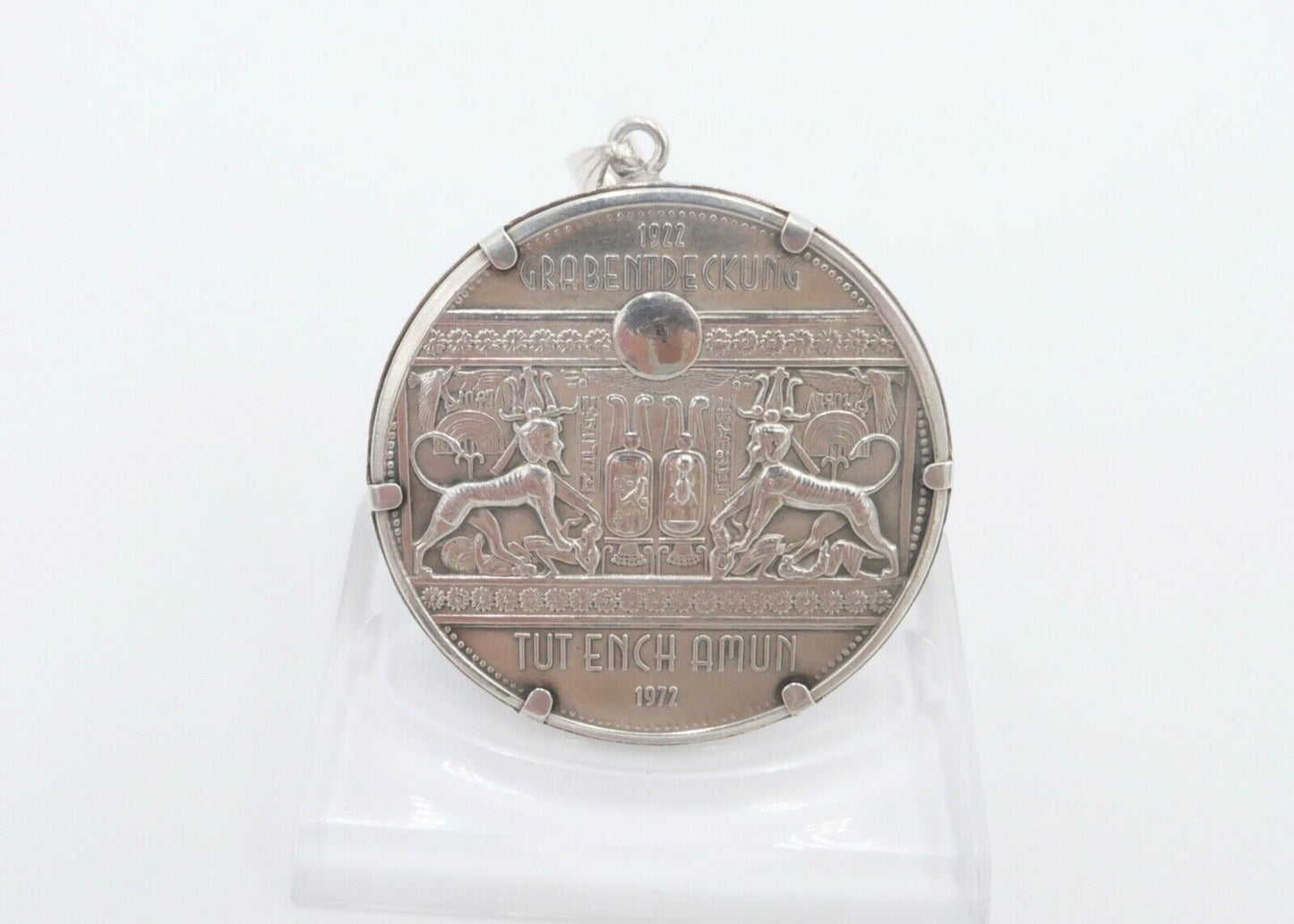 835 Silbermedaille in Fassung Anhänger 1922 Grabentdeckung Tut Ench Amuns 1972 - Antikhandel-Stuttgart