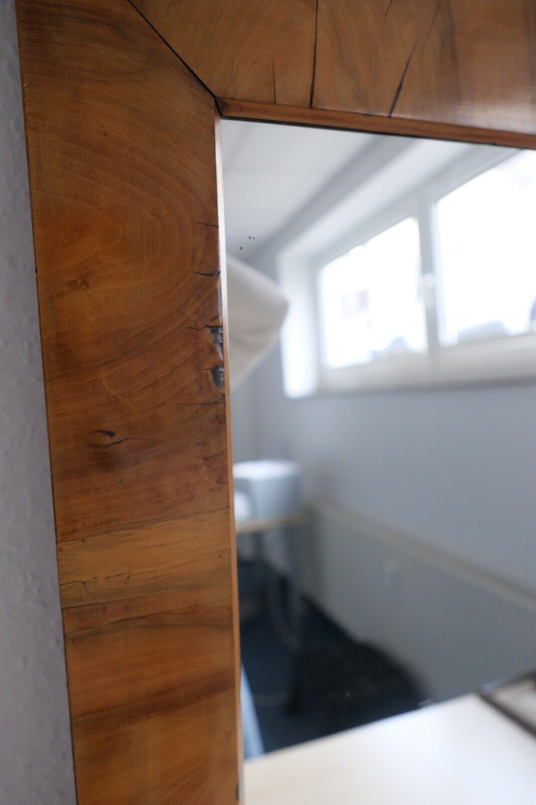 um 1820 / 1830 Biedermeier Spiegel Nussbaum Holz 100x60cm - Antikhandel-Stuttgart