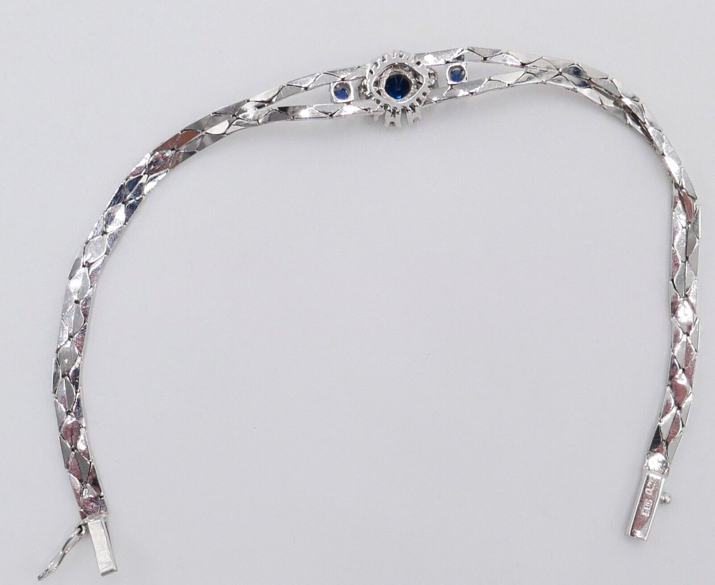 Diamant Saphir Armband 585 14K Weißgold 1970er 0,85 Ct VVS Top Wesselton - Antikhandel-Stuttgart