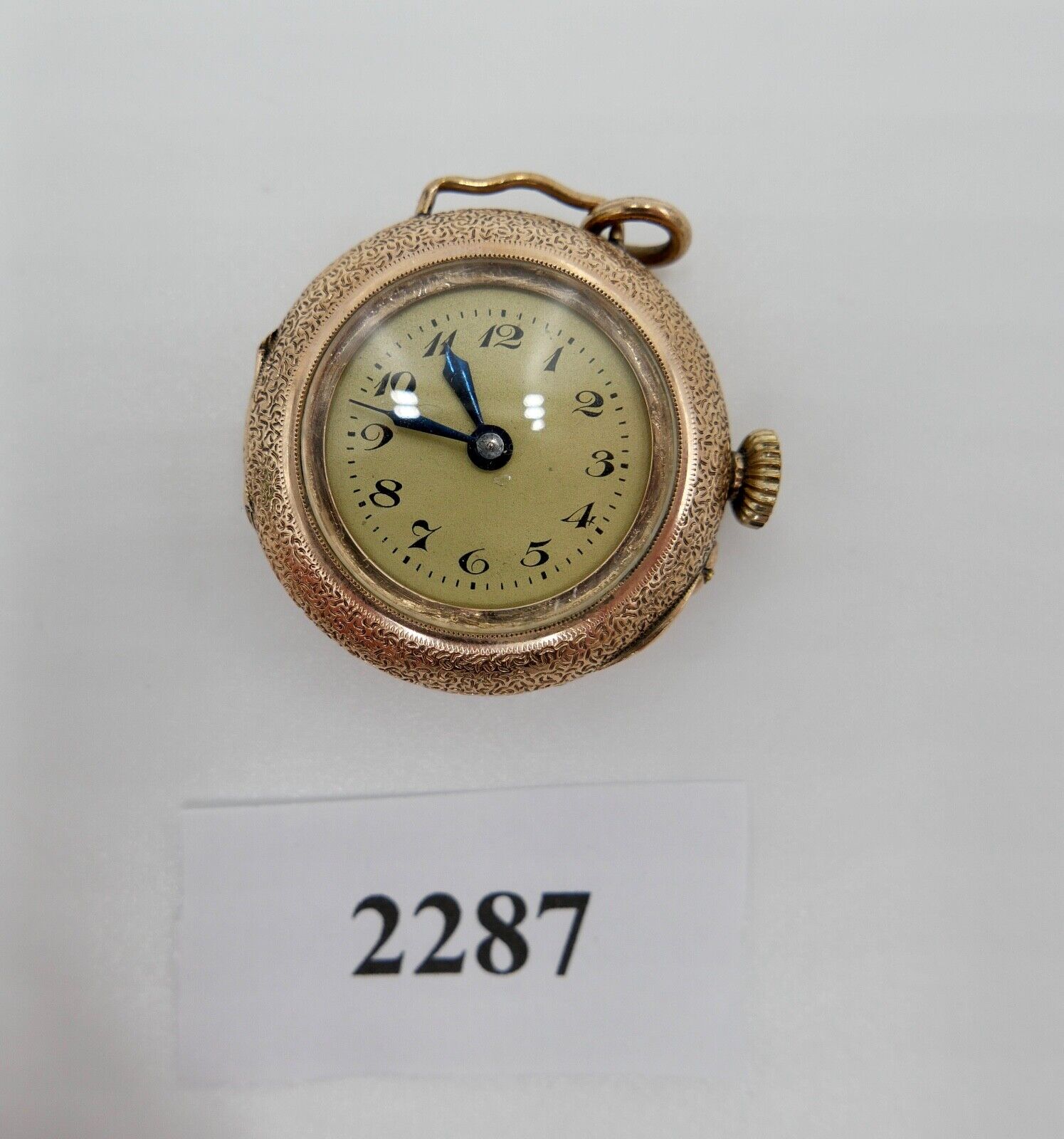 Antike Schweizer Damen Taschenuhr Kettenuhr 585 Gold Floral Emaille OPEN FACE - Antikhandel-Stuttgart