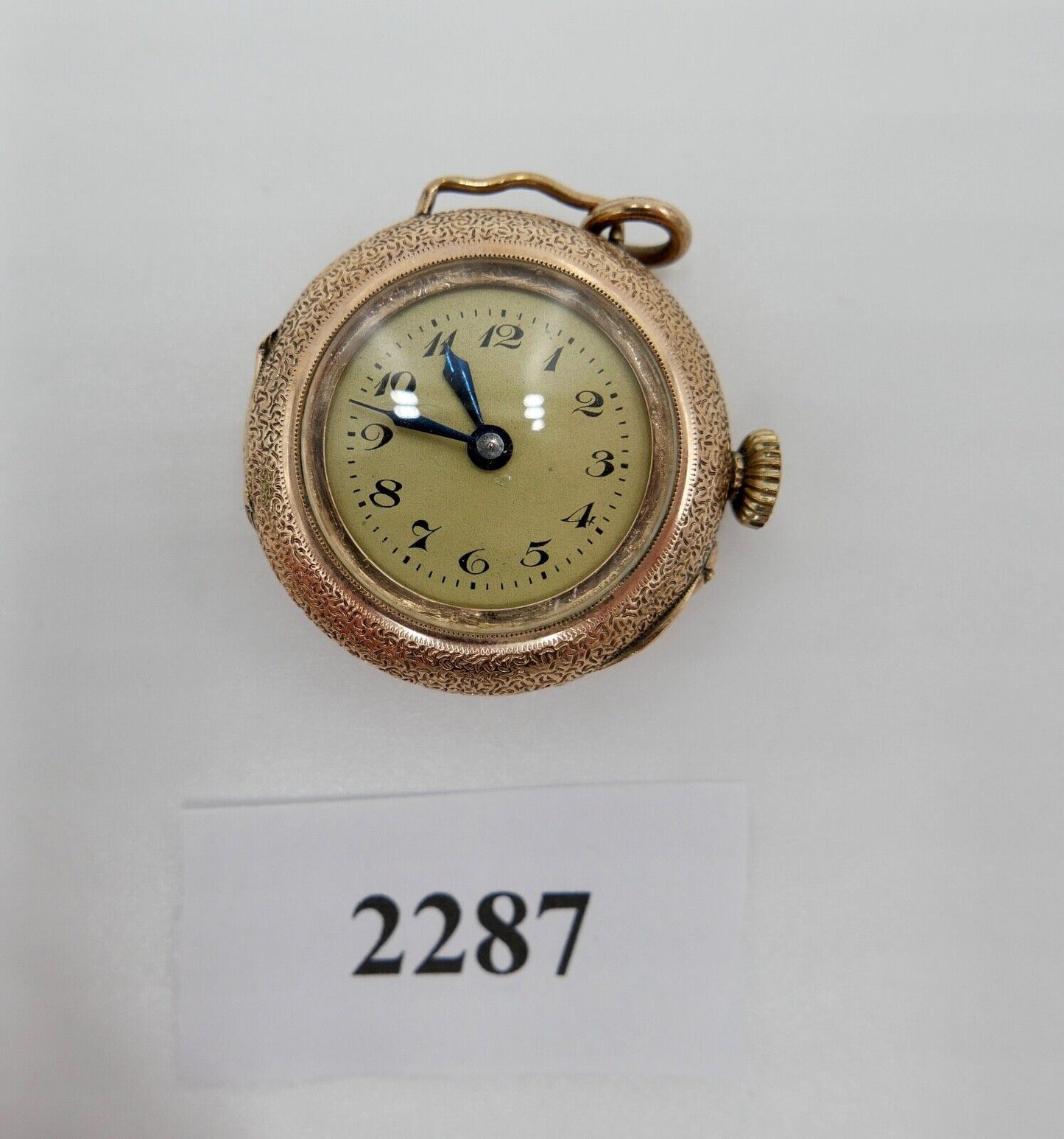 Antike Schweizer Damen Taschenuhr Kettenuhr 585 Gold Floral Emaille OPEN FACE - Antikhandel-Stuttgart