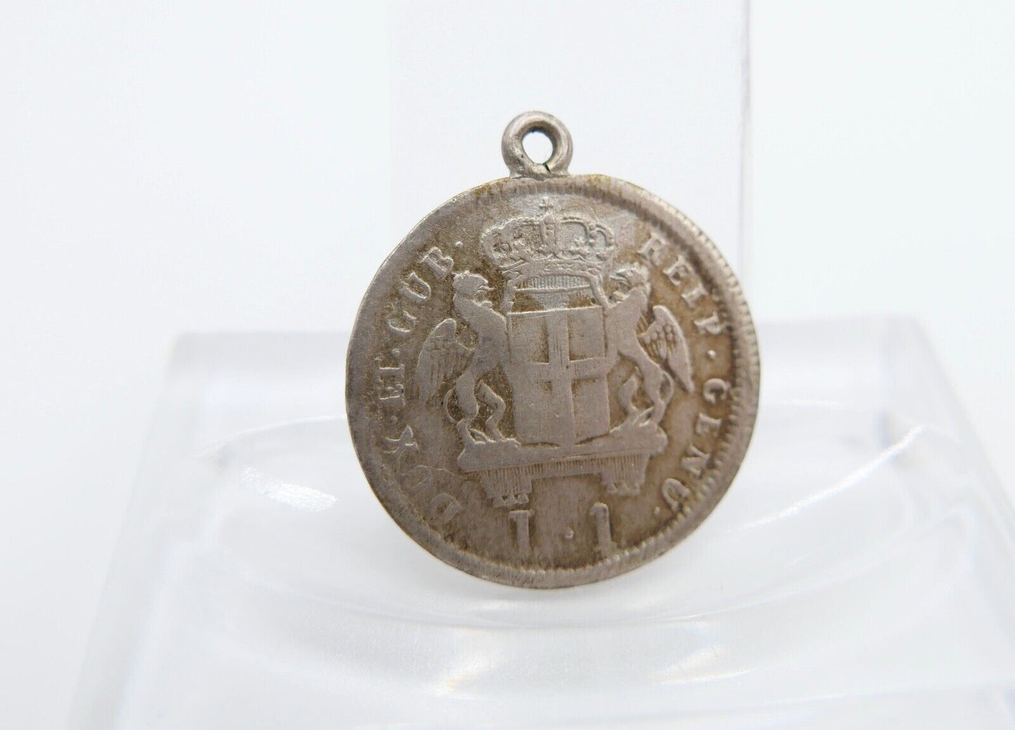 Italien Genua 1 Lire Silber 1794 mit Öse und Gravur ss-vz - Antikhandel-Stuttgart