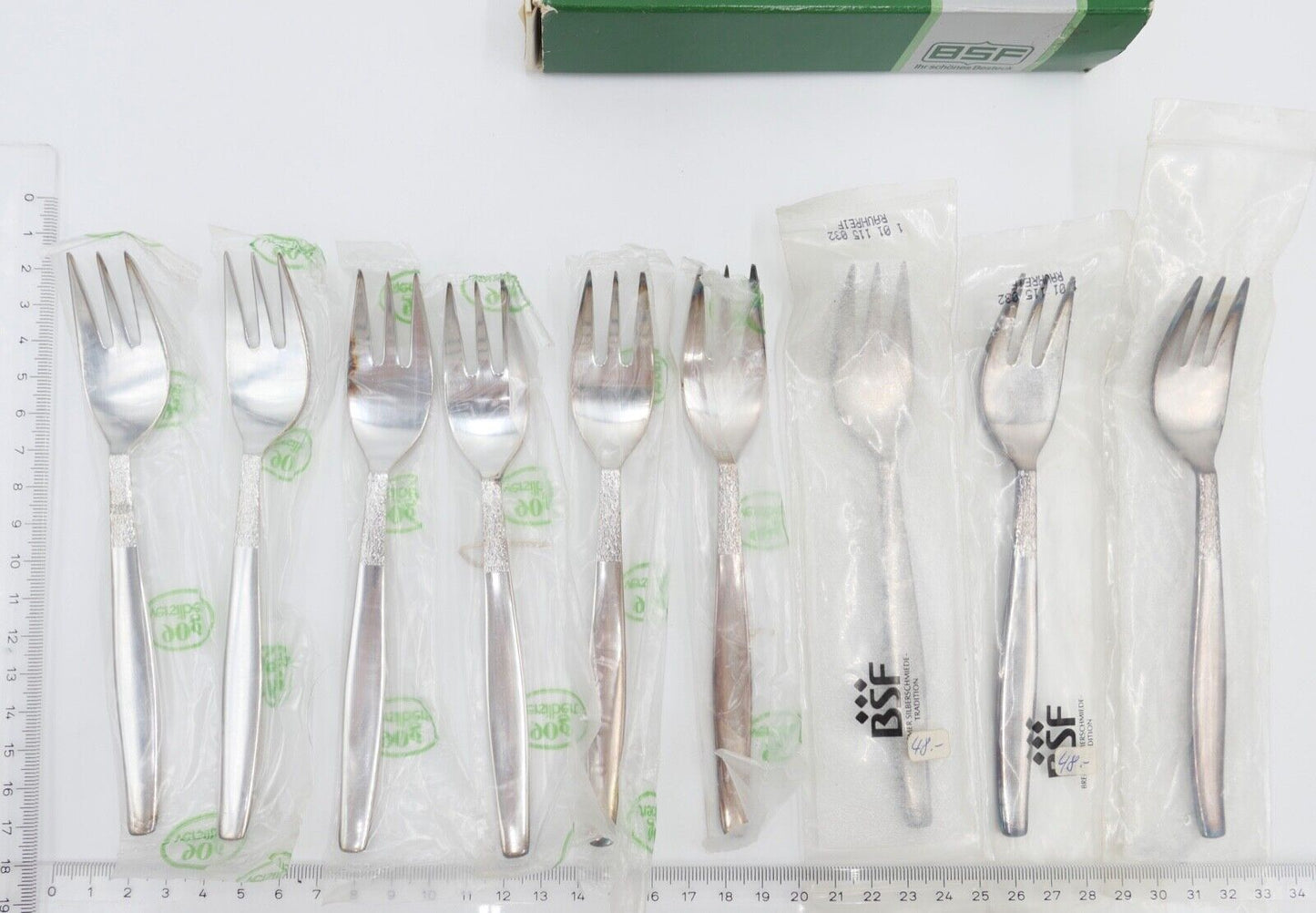 NEU - BSF RAUHREIF 90 Silber 36 Teile Besteck Löffel Gabel Messer Tortenheber - Antikhandel-Stuttgart