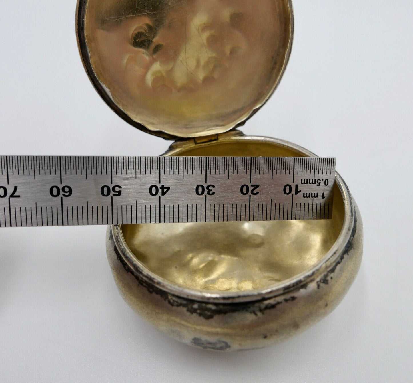 antike kleine Pillendose Deckeldose Tabatiere vergoldet um 1900 - Antikhandel-Stuttgart