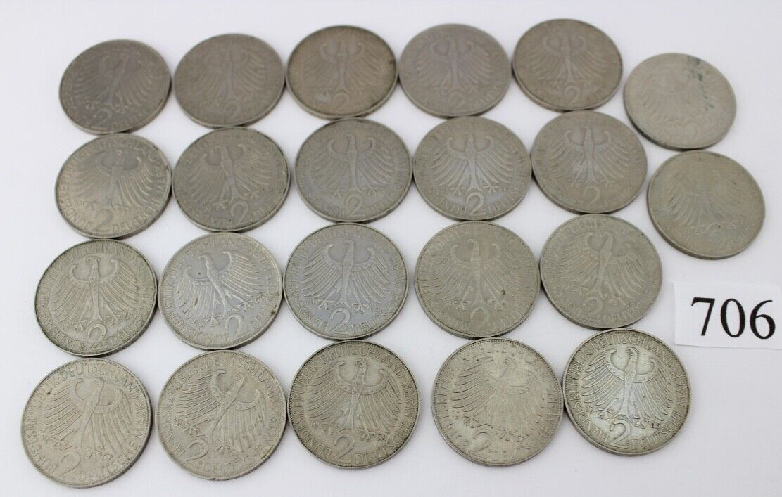 22x 2 DM Mark MAX PLANCK 1957 - 1971 Jäger J. 392 1957 1958 1959 - Antikhandel-Stuttgart