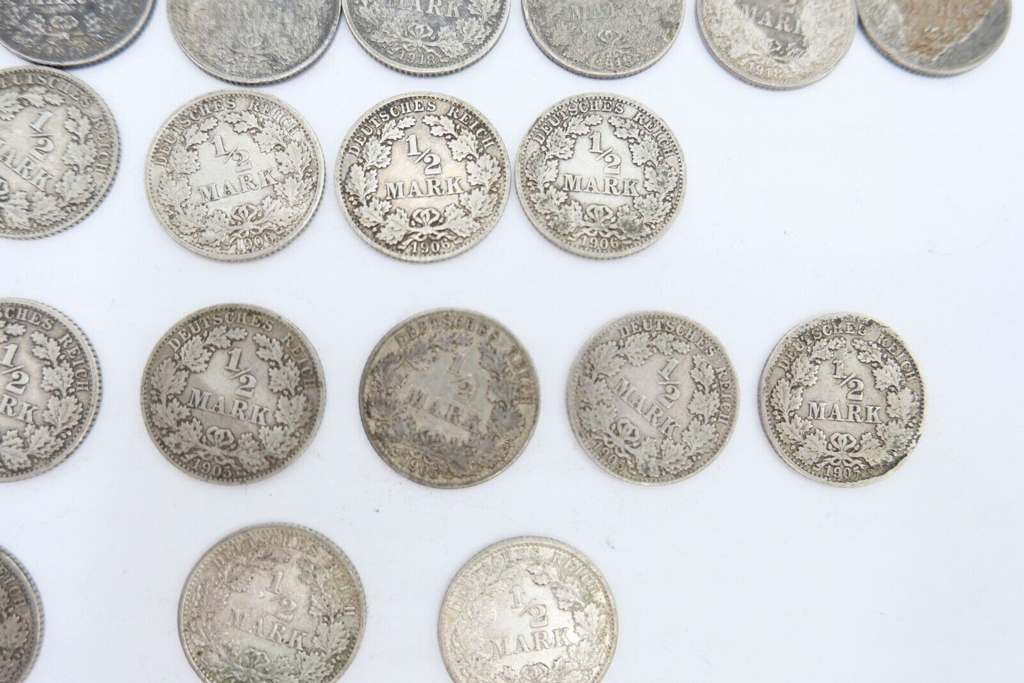 18x 1/2 Mark Jäger 16 / J.16 Silber 1905-1918 ss-stg sehr schön - Stempelglanz - Antikhandel-Stuttgart