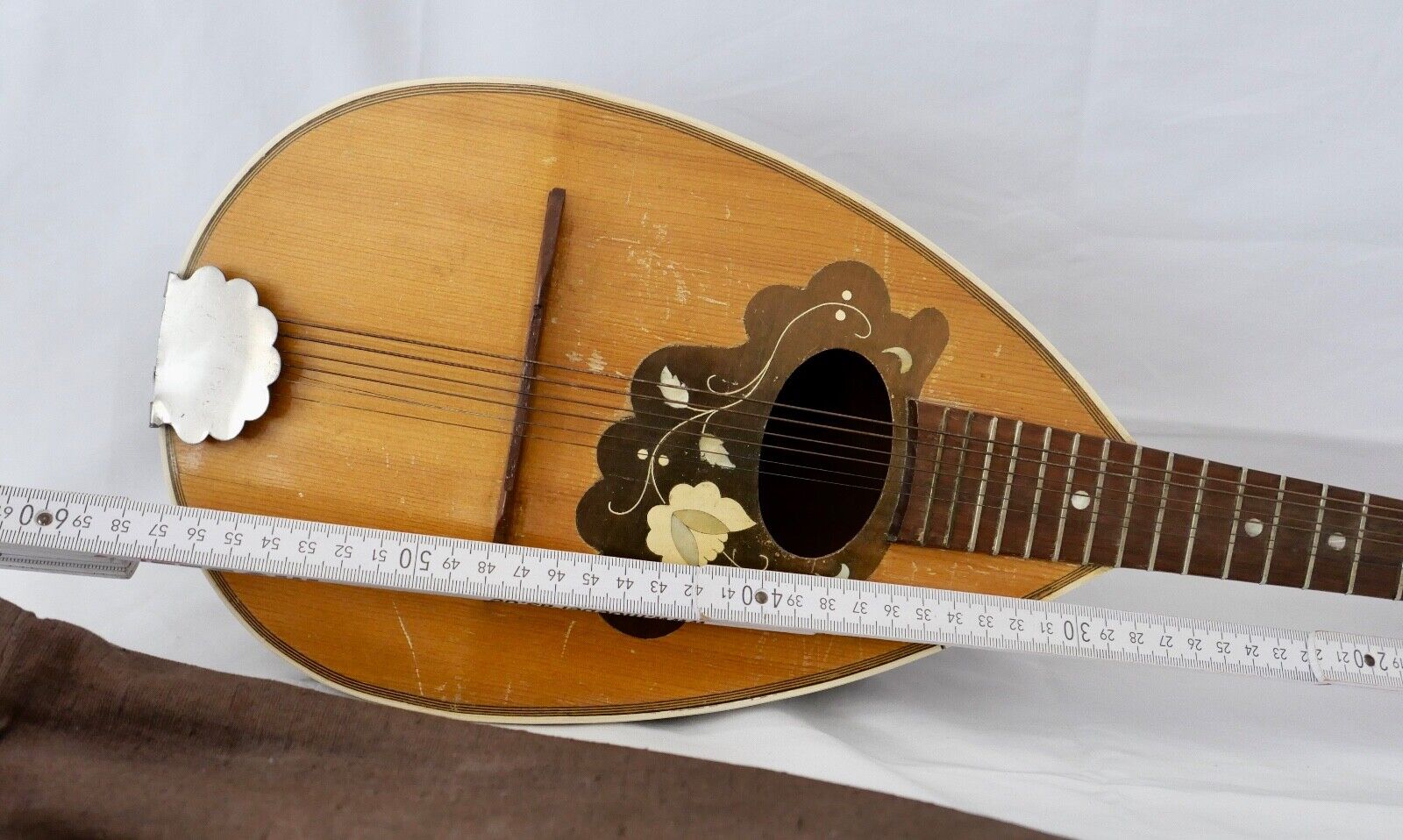 Rundbauch Zupfinstrument alte MARCELLI Mandoline 60 cm - Antikhandel-Stuttgart