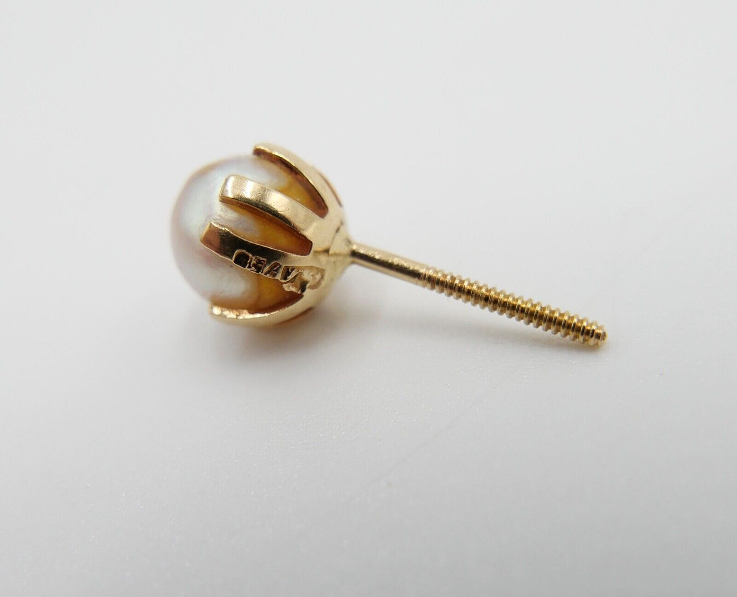 1980er Gelbgold Perlen Ohrringe Ohrstecker 750 18K Schraubverschluss Ø 7,5 mm - Antikhandel-Stuttgart