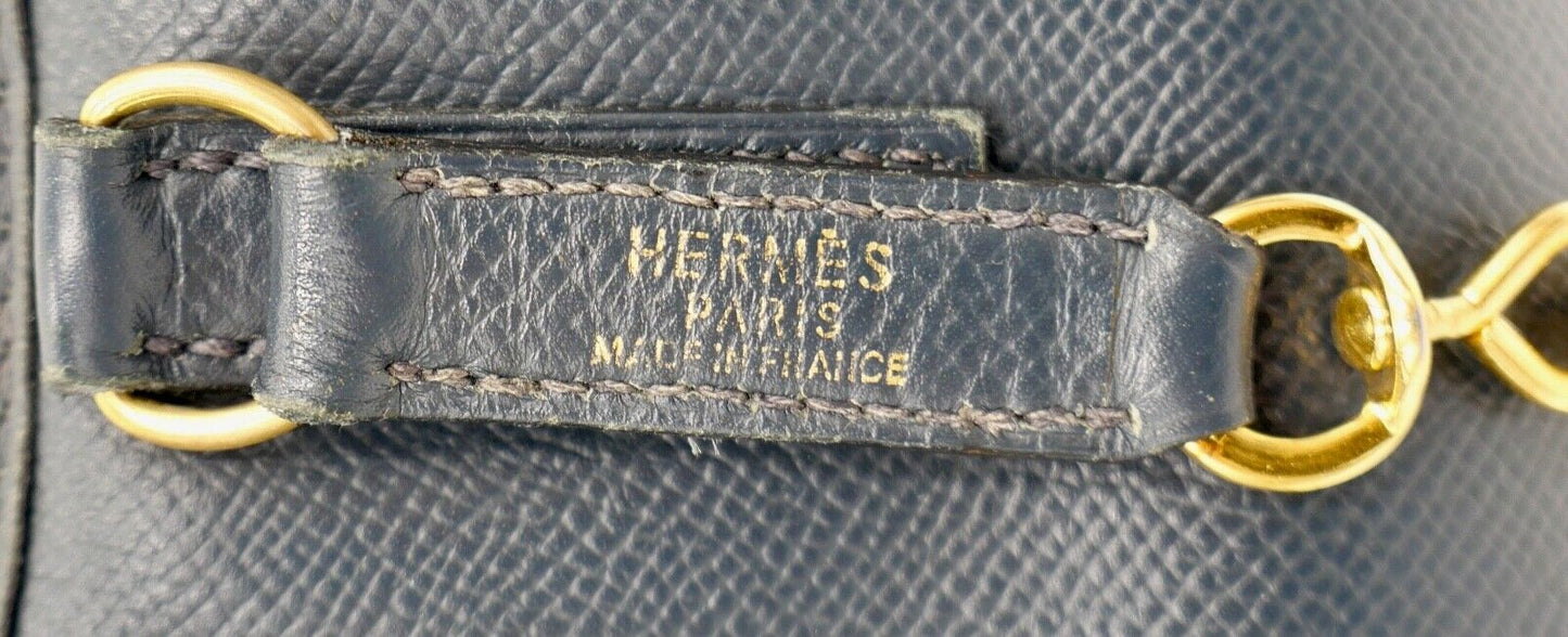 Original HERMÈS HERMES Paris Vintage Marine Blau Leder Damen Handtasche 30x30cm - Antikhandel-Stuttgart