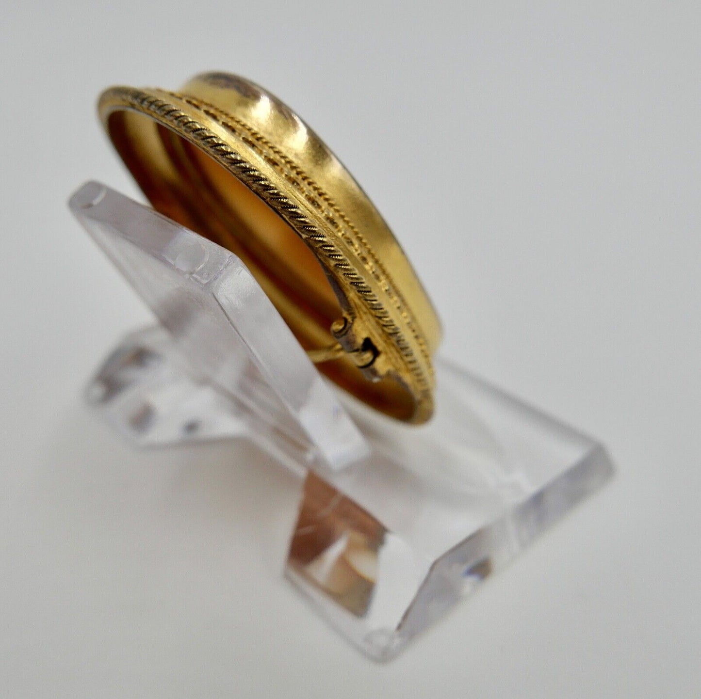 Antike Brosche Silber feuervergoldet 43 mm GEMME KAMEE 19. JH ziseliert - Antikhandel-Stuttgart