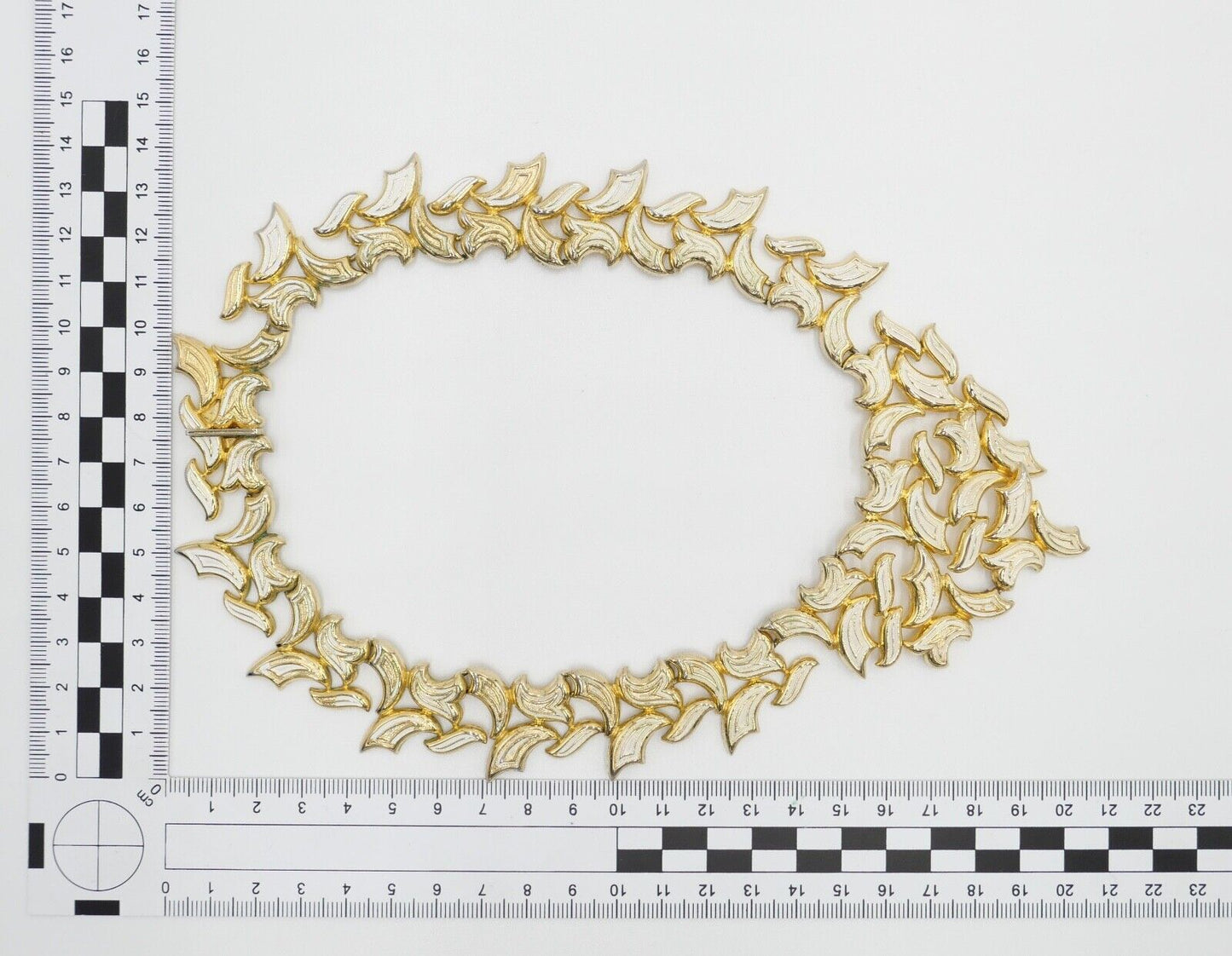 70er Jahre GROSSE Germany Collier vergoldet mit Emaille - Antikhandel-Stuttgart