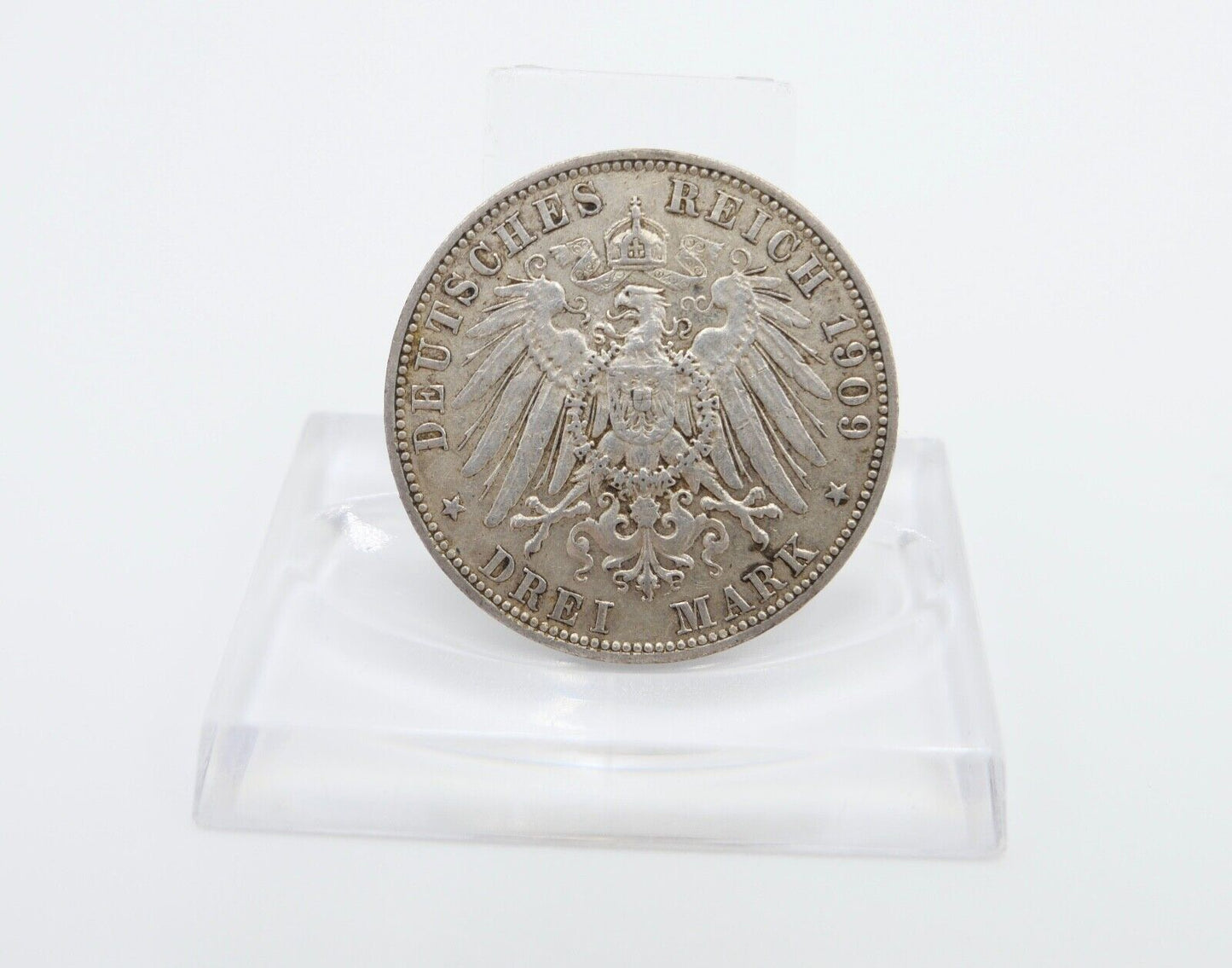 3 Mark 1909 E Jäger J.135 VZ-STG Sachsen Friedrich August III. - Antikhandel-Stuttgart