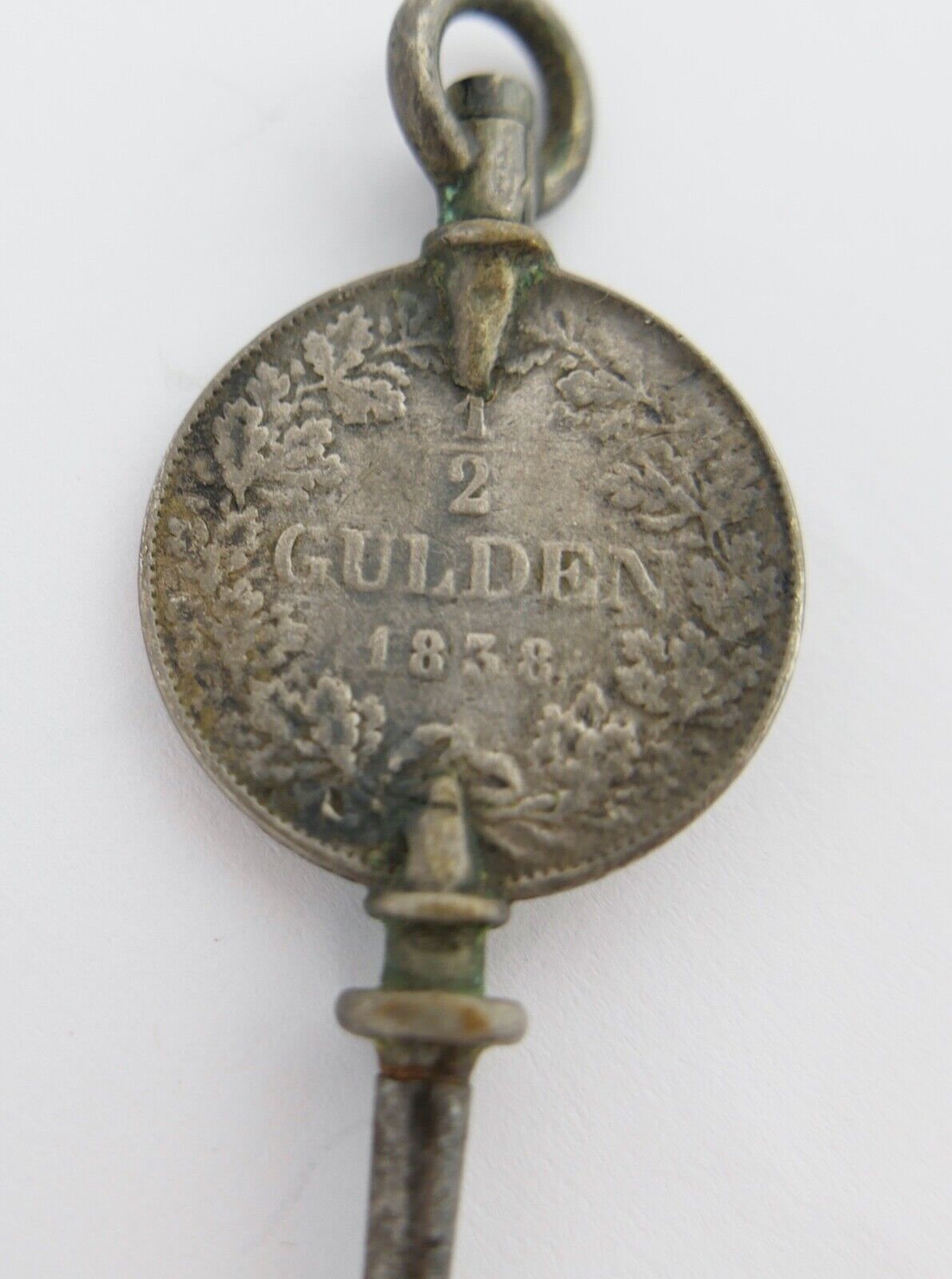 1/2 Gulden 1838 Leopold Baden Taschenuhr / Aufzug Schlüssel Umgearbeitet UNIKAT - Antikhandel-Stuttgart