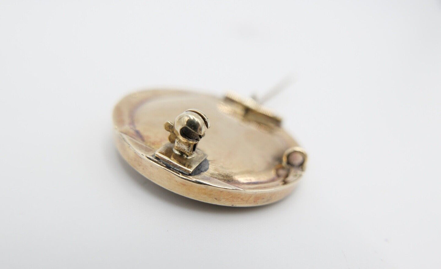 BIEDERMEIER um 1860 antike florale Brosche Schaumgold Saatperle ONYX - Antikhandel-Stuttgart