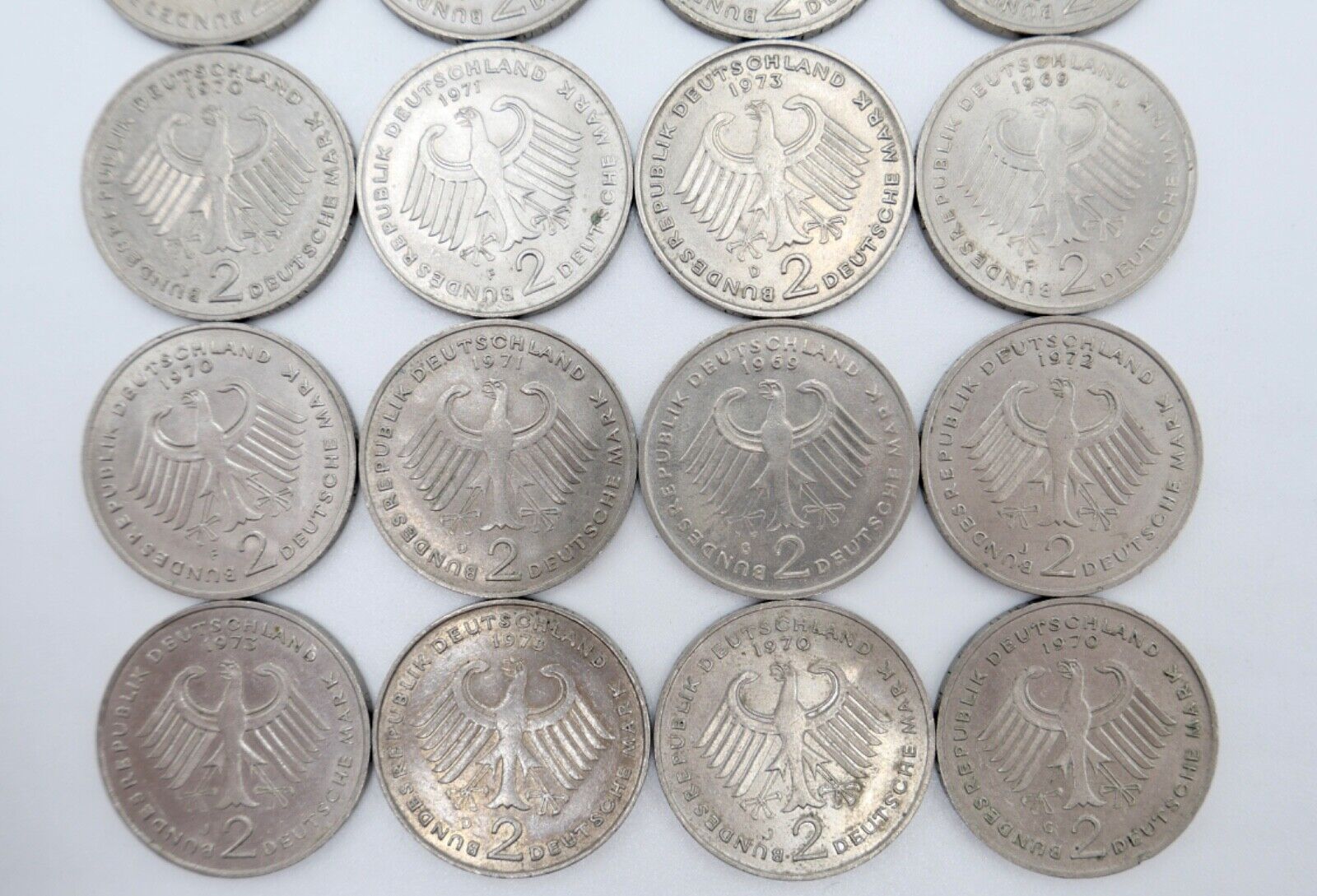 17x 2 DM Mark Konrad Adenauer 1969 - 1973 Jäger J.406 - Antikhandel-Stuttgart