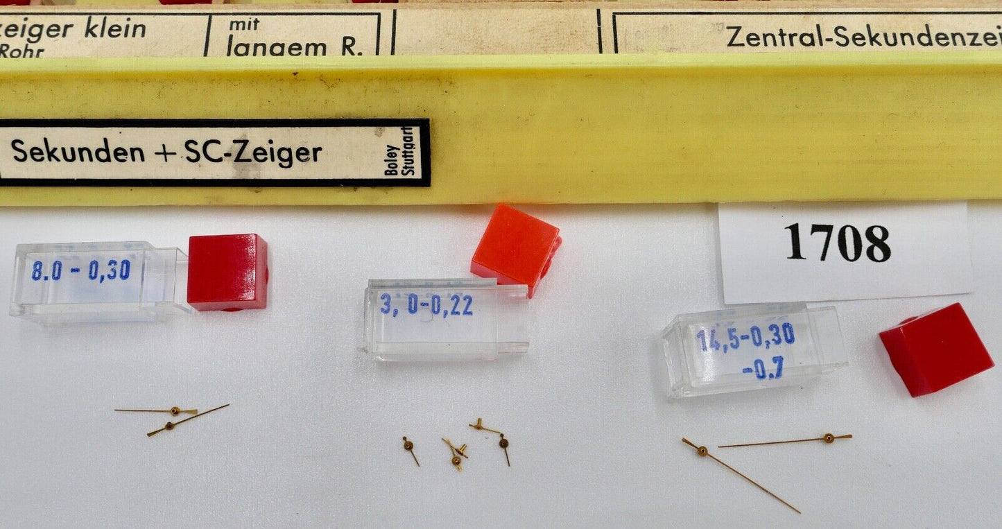 Konvolut Sekundenzeiger SC Zeiger NEU Ersatzteile BOLEY Uhrzeiger ( NOS ) Gold - Antikhandel-Stuttgart