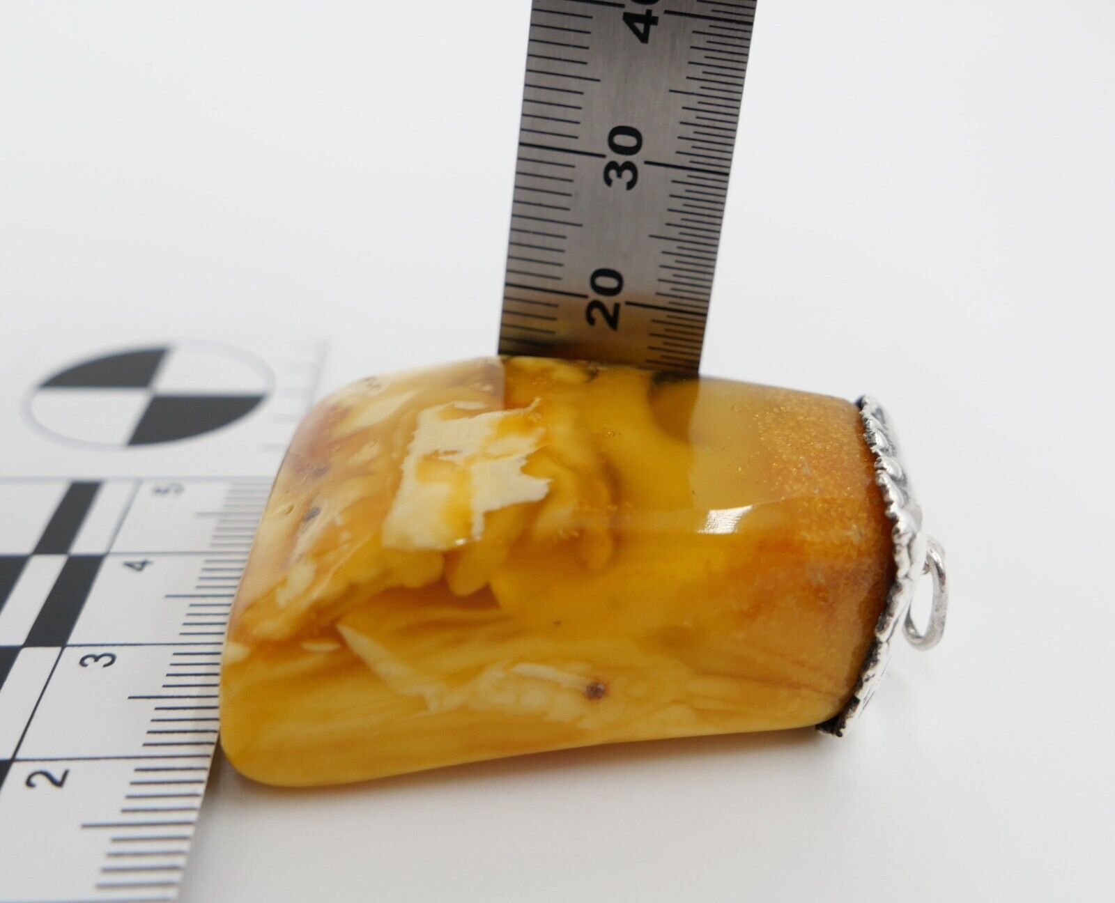 Alter Bernstein Anhänger mit Silbermontur butterscotch Silber - Antikhandel-Stuttgart