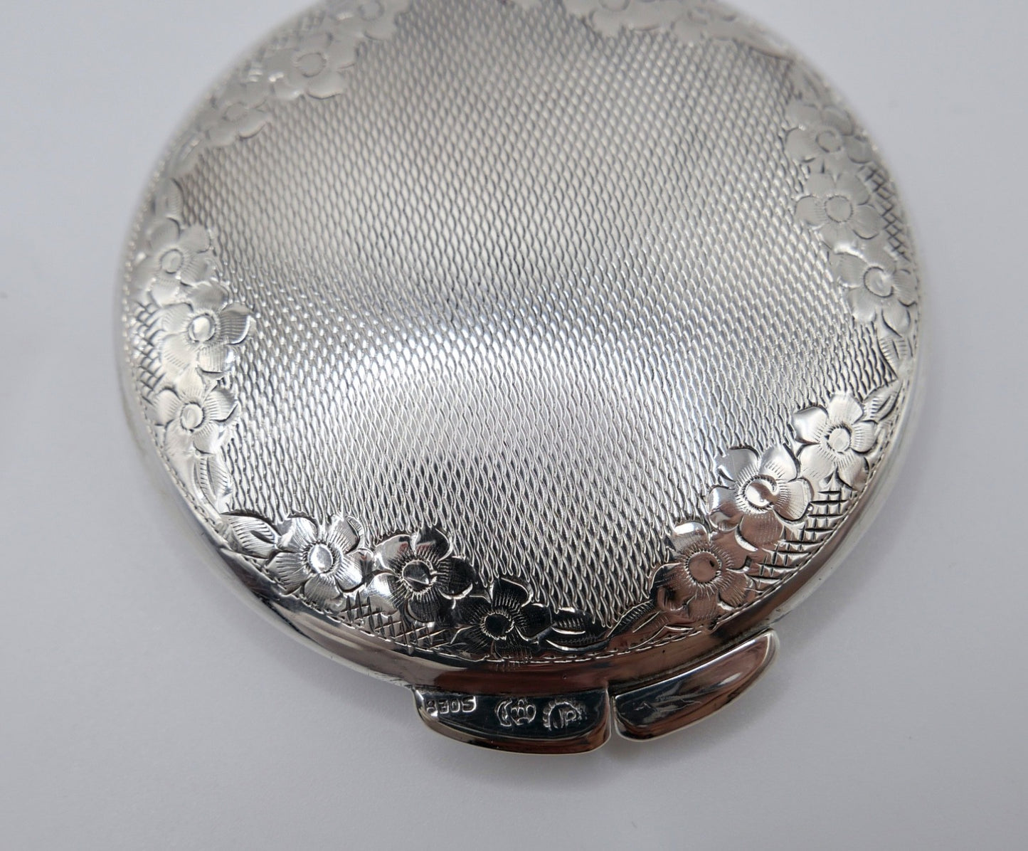 Antike Silber Puderdose Josef Pauser Schwäbisch Gmünd 830S Guilloche Jugendstil