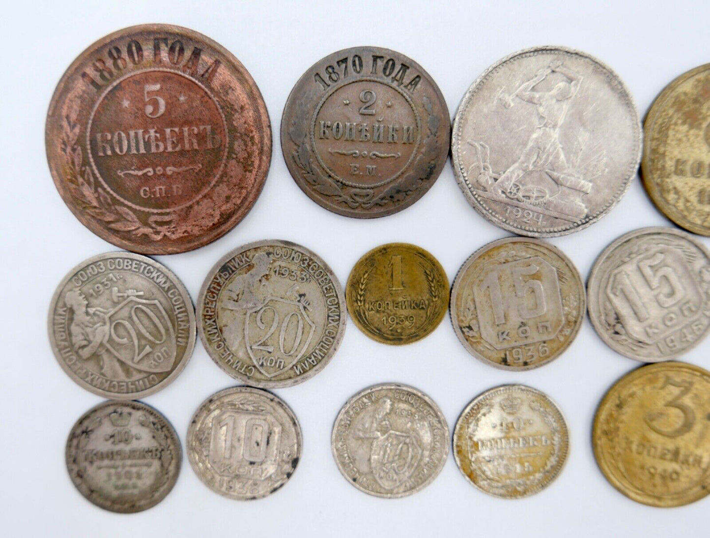 Posten Lot Konvolut Münzen Russland UDSSR KOPEKE 1870-1961 Silber - Antikhandel-Stuttgart