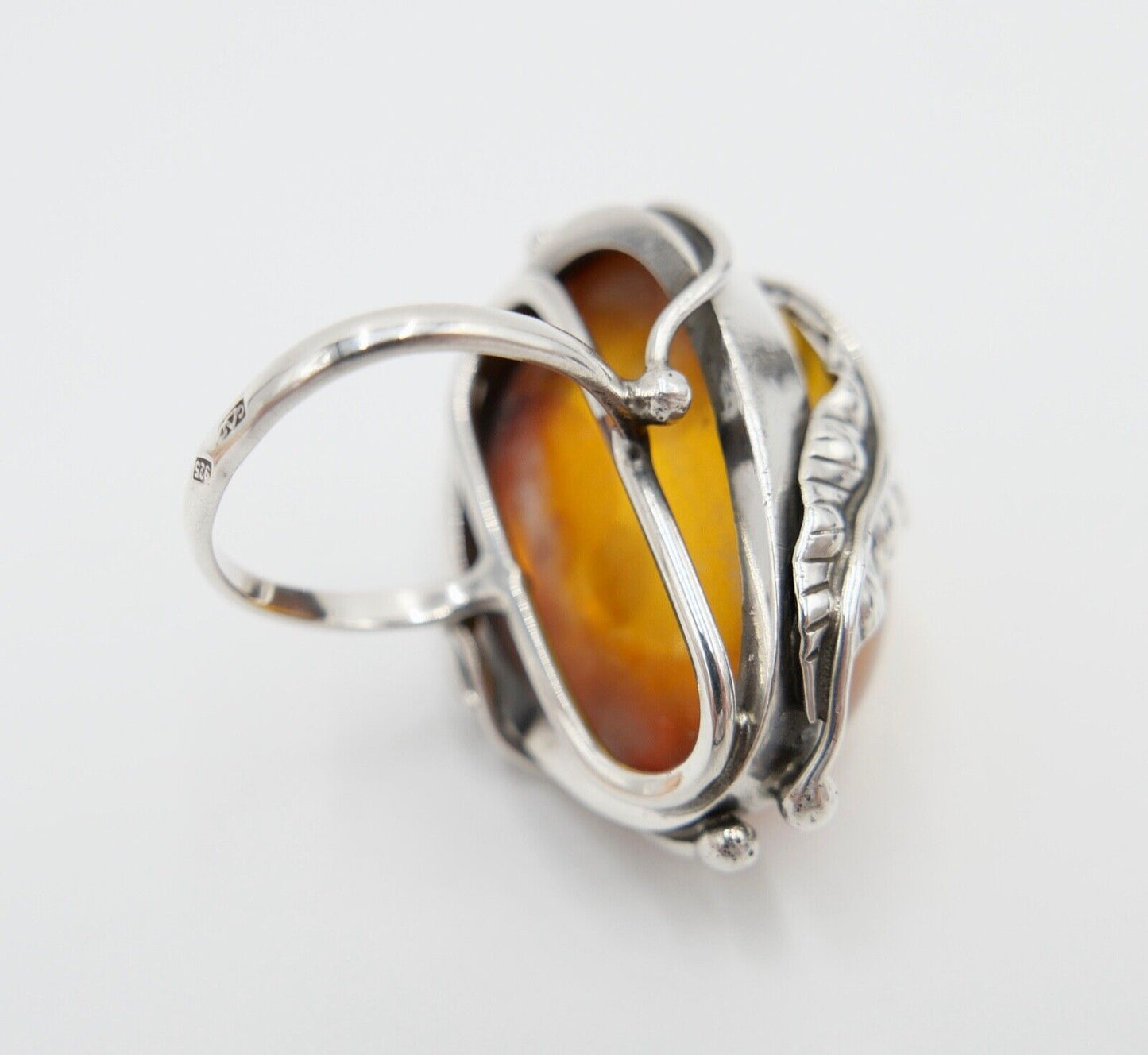 Bernstein Handarbeit Designer Ring Gr. 57 Silber 925 - Antikhandel-Stuttgart