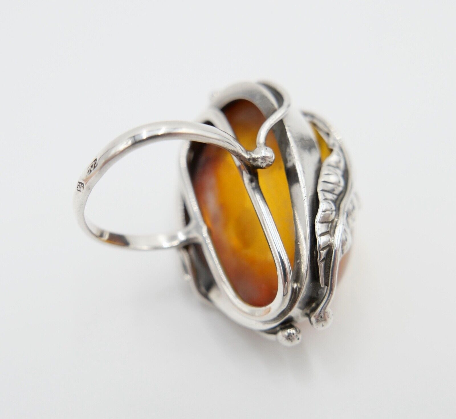 Bernstein Handarbeit Designer Ring Gr. 57 Silber 925 - Antikhandel-Stuttgart
