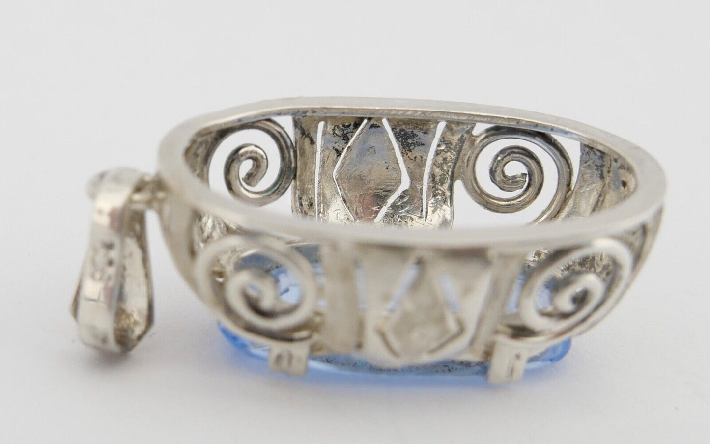 Schön Art Deco 835 Silber Anhänger Synthetisch Spinell Ø 4,2 cm pendant um 1930 - Antikhandel-Stuttgart