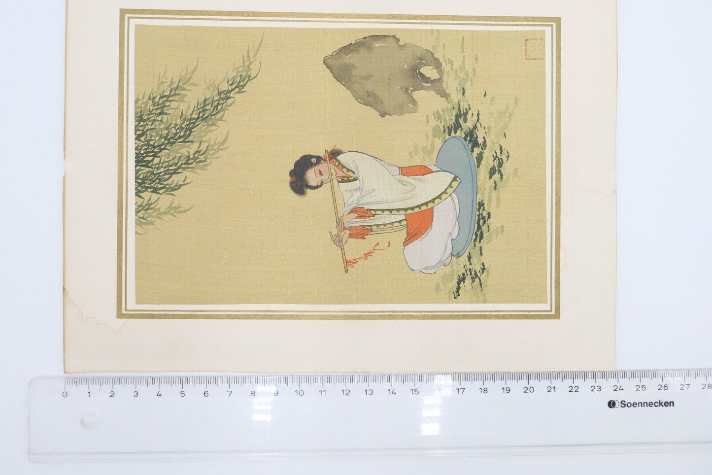 Seidenmalerei JAPAN signiert 18x24cm Bild Frau im Kimono - Antikhandel-Stuttgart