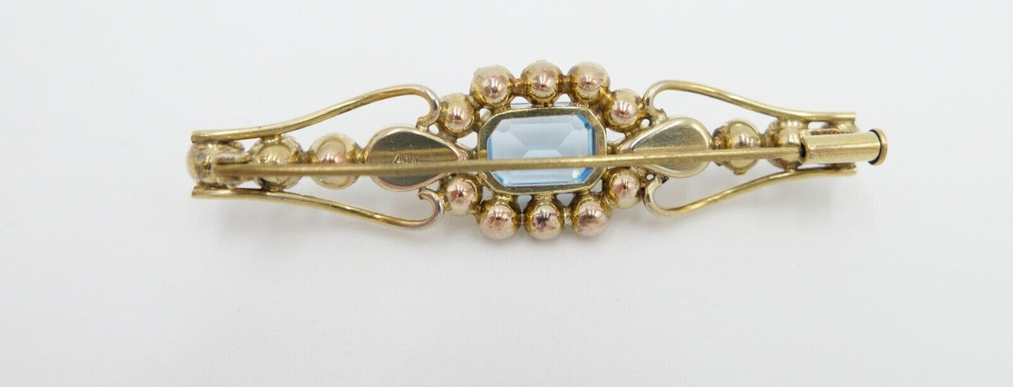 schöne alte Brosche ADbl vergoldet mit Glassteinen 58mm - Antikhandel-Stuttgart