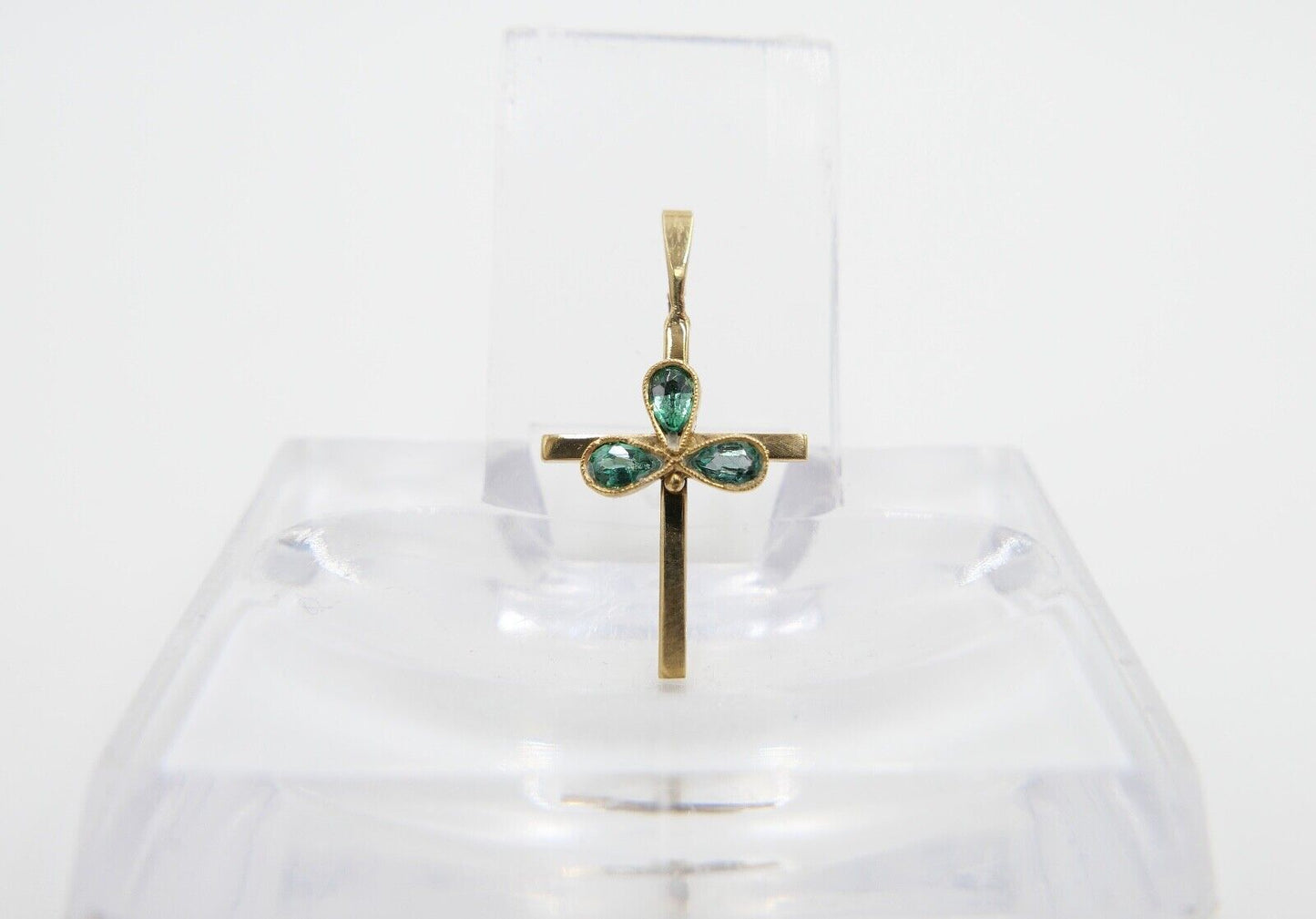 40er Jahre Kreuz Anhänger 333 / 8K Gelbgold Gold Kreuzanhänger Turmalin Tropfen - Antikhandel-Stuttgart