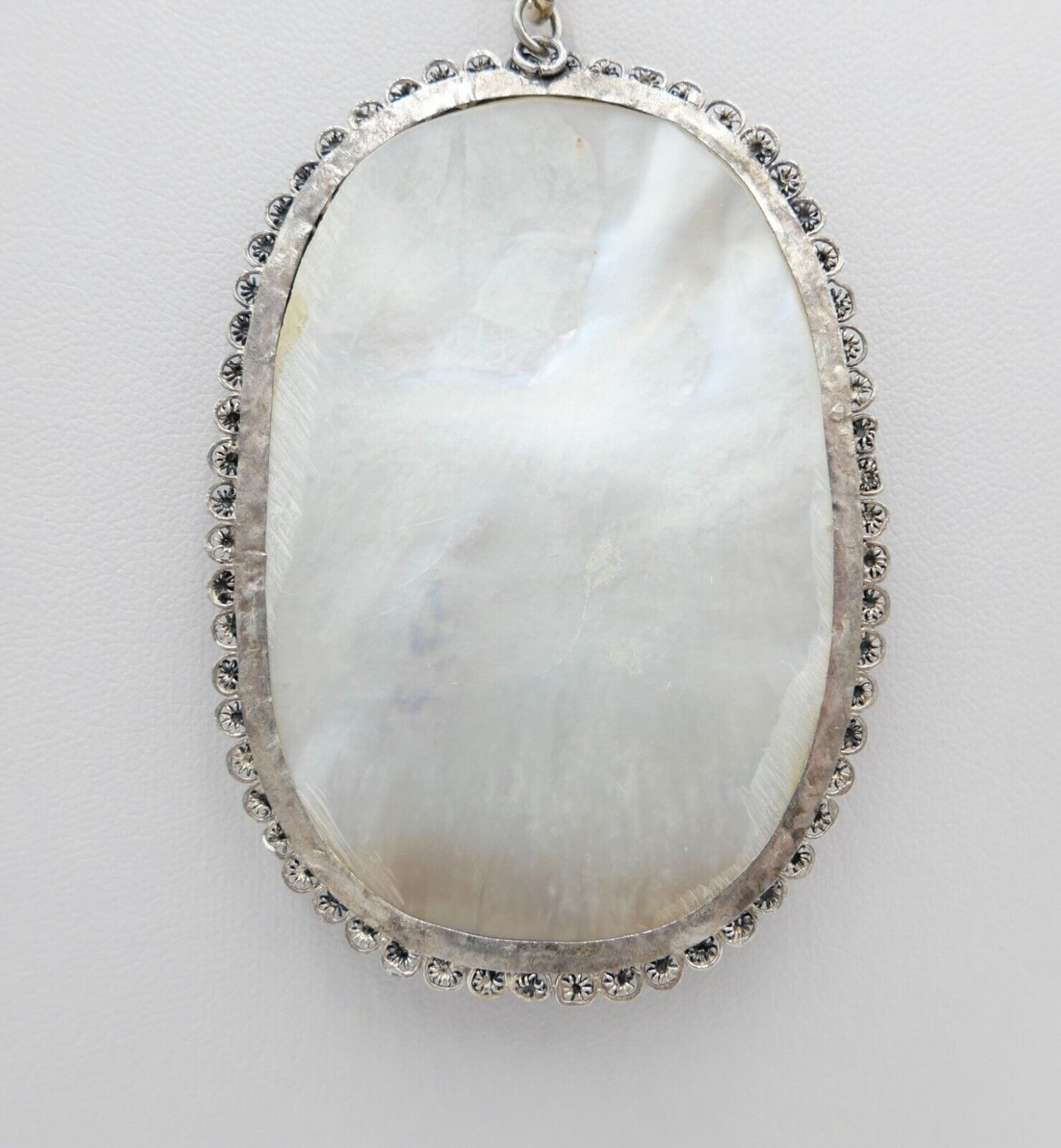 Großer Antiker Perlmutt Silber Anhänger Persisch - Orient Kampfszene um 1900 - Antikhandel-Stuttgart