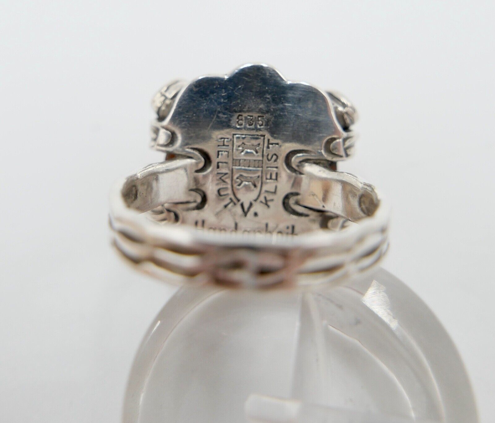 Bernstein Helmut KLEIST Handarbeit Designer Ring Gr. 56 Silber 835 - Antikhandel-Stuttgart