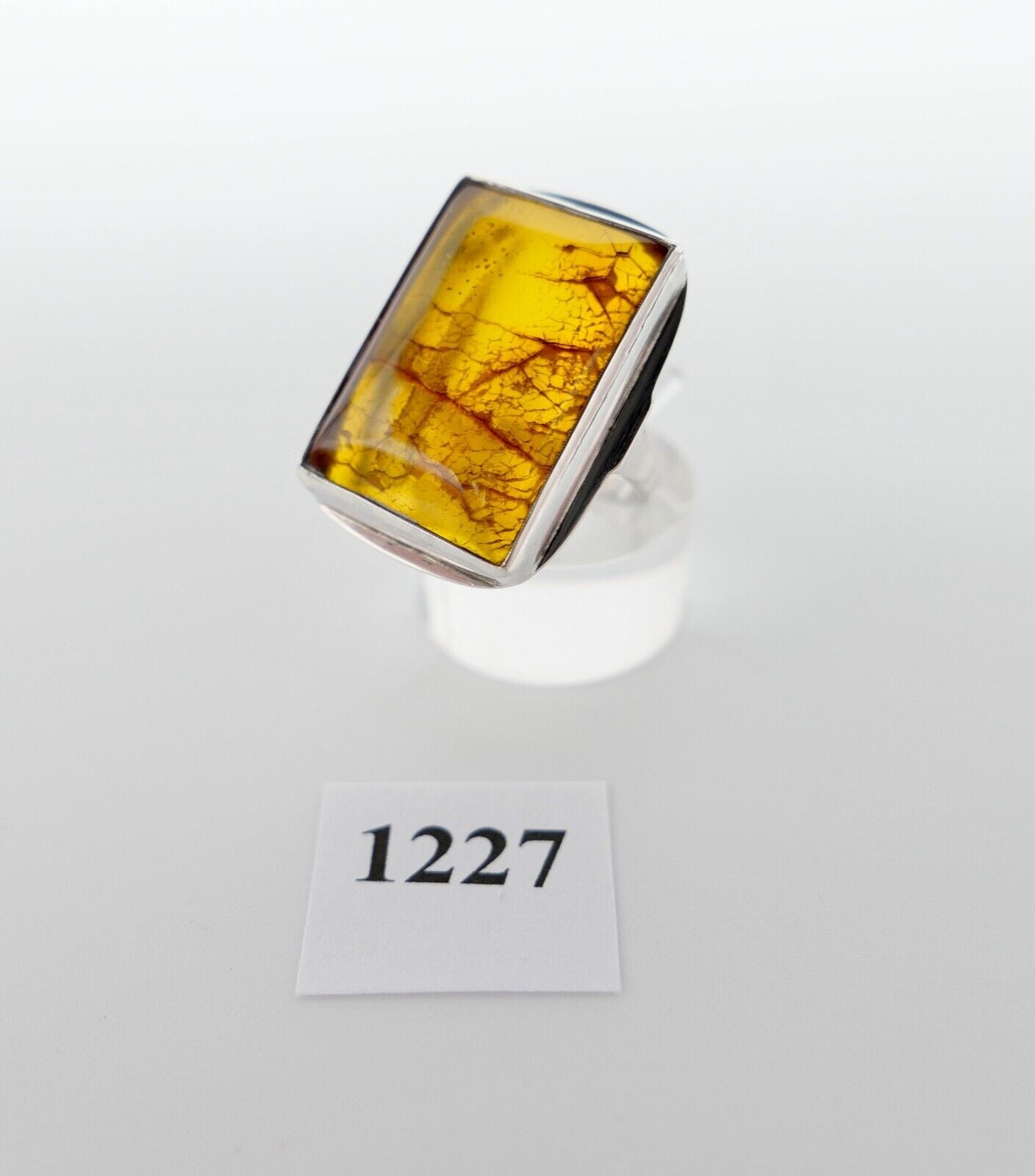 Bernstein Handarbeit Designer Ring Gr. 57 Silber 900 - Antikhandel-Stuttgart